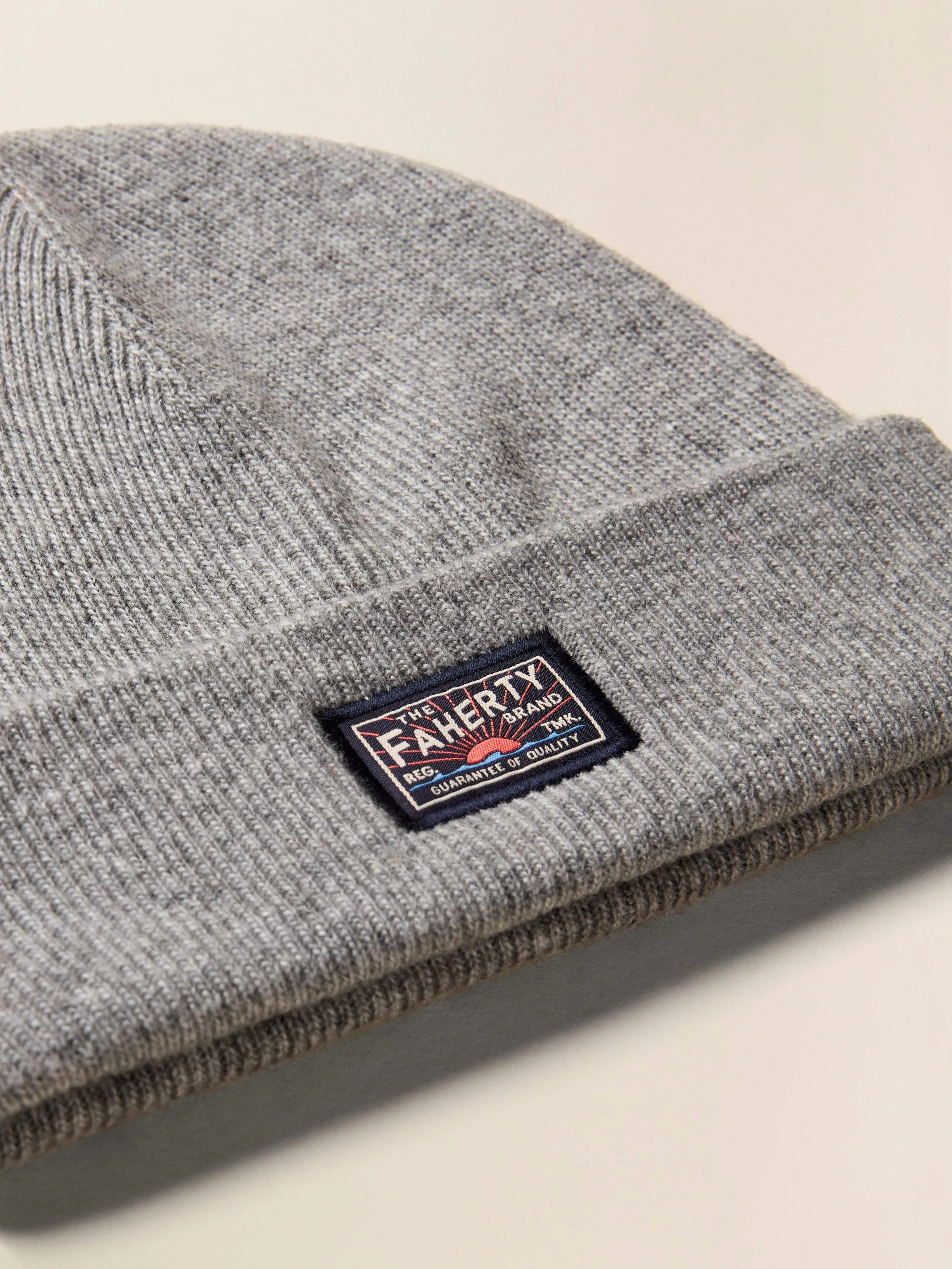 Faherty Logo Beanie - Grey Heather sold by Faherty product image thumbnail 3