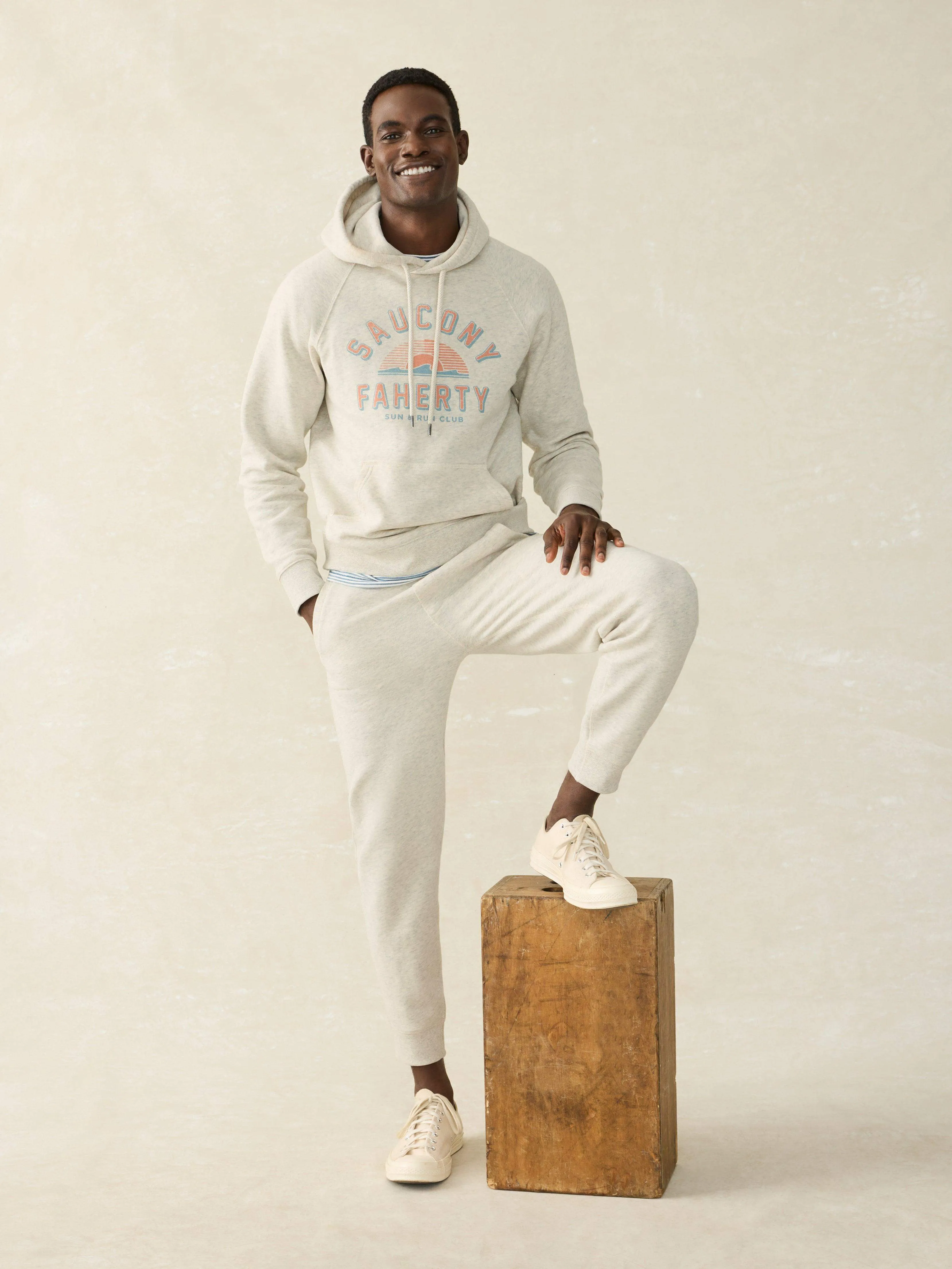 Saucony Fleece Hoodie - Antique Ivory Heather sold by Faherty product image thumbnail 3