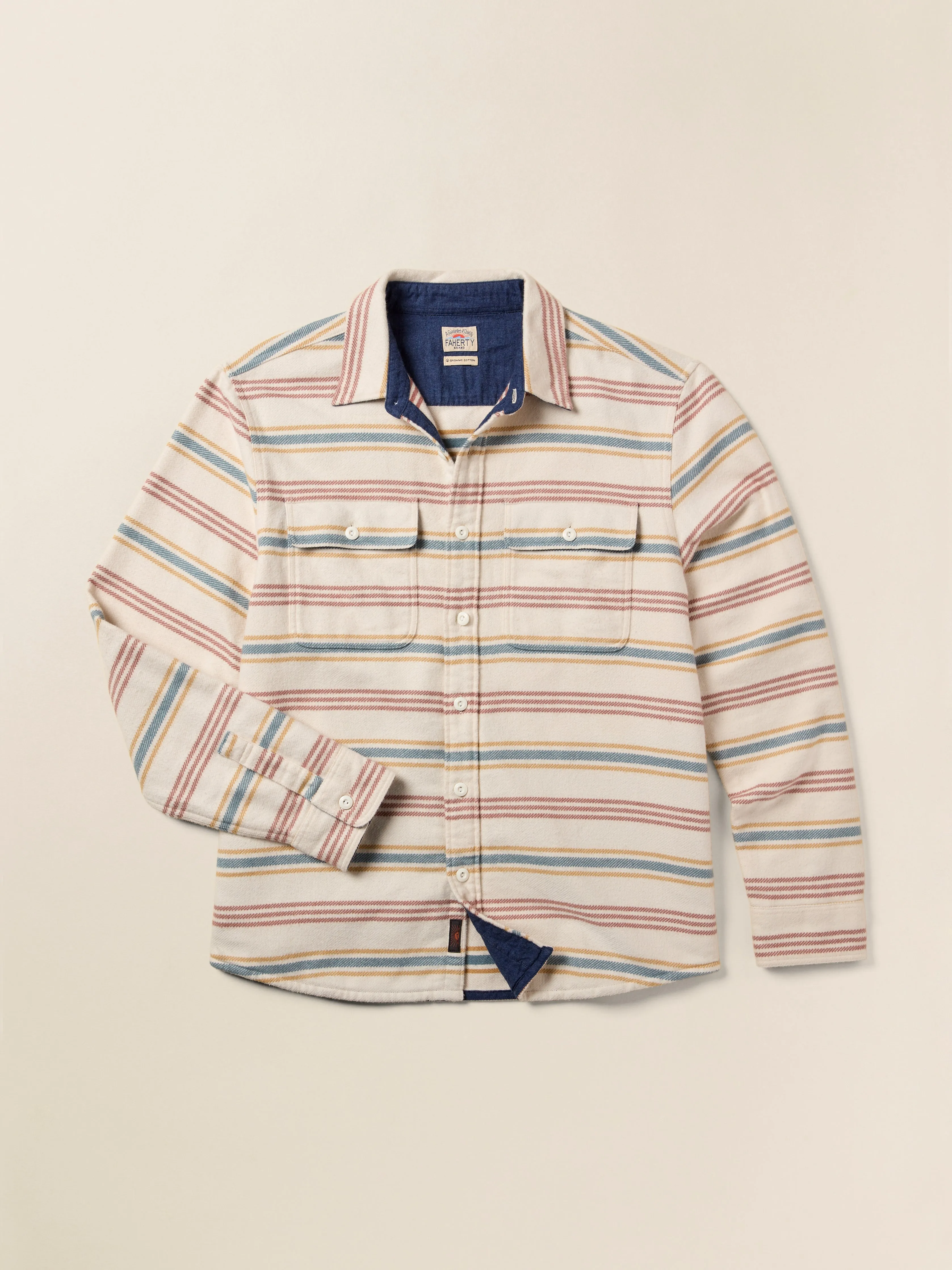 Wavebreaker Shirt - Dune Sky Stripe sold by Faherty