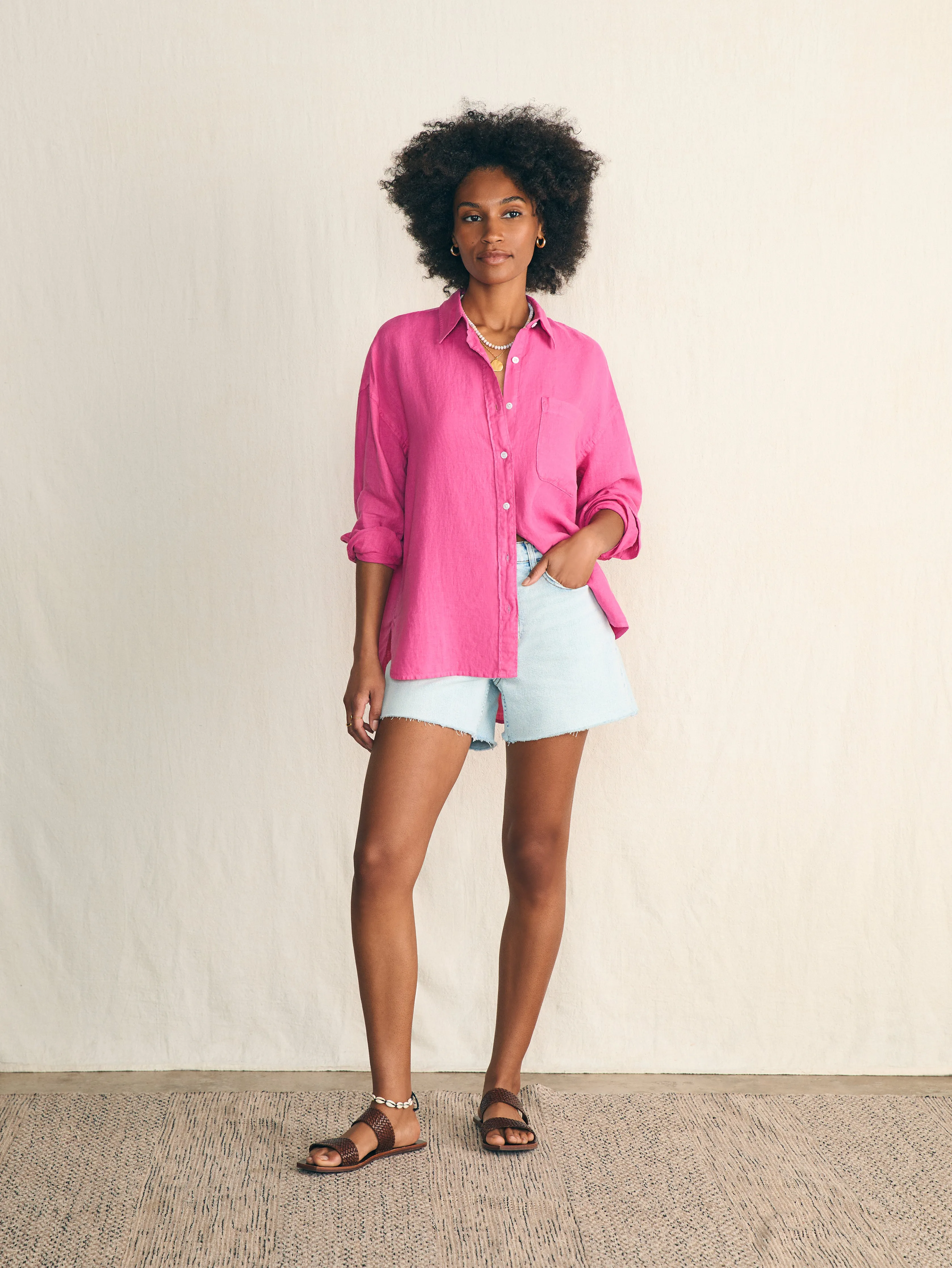 Laguna Linen Relaxed Shirt - Cone Flower sold by Faherty product image thumbnail 2