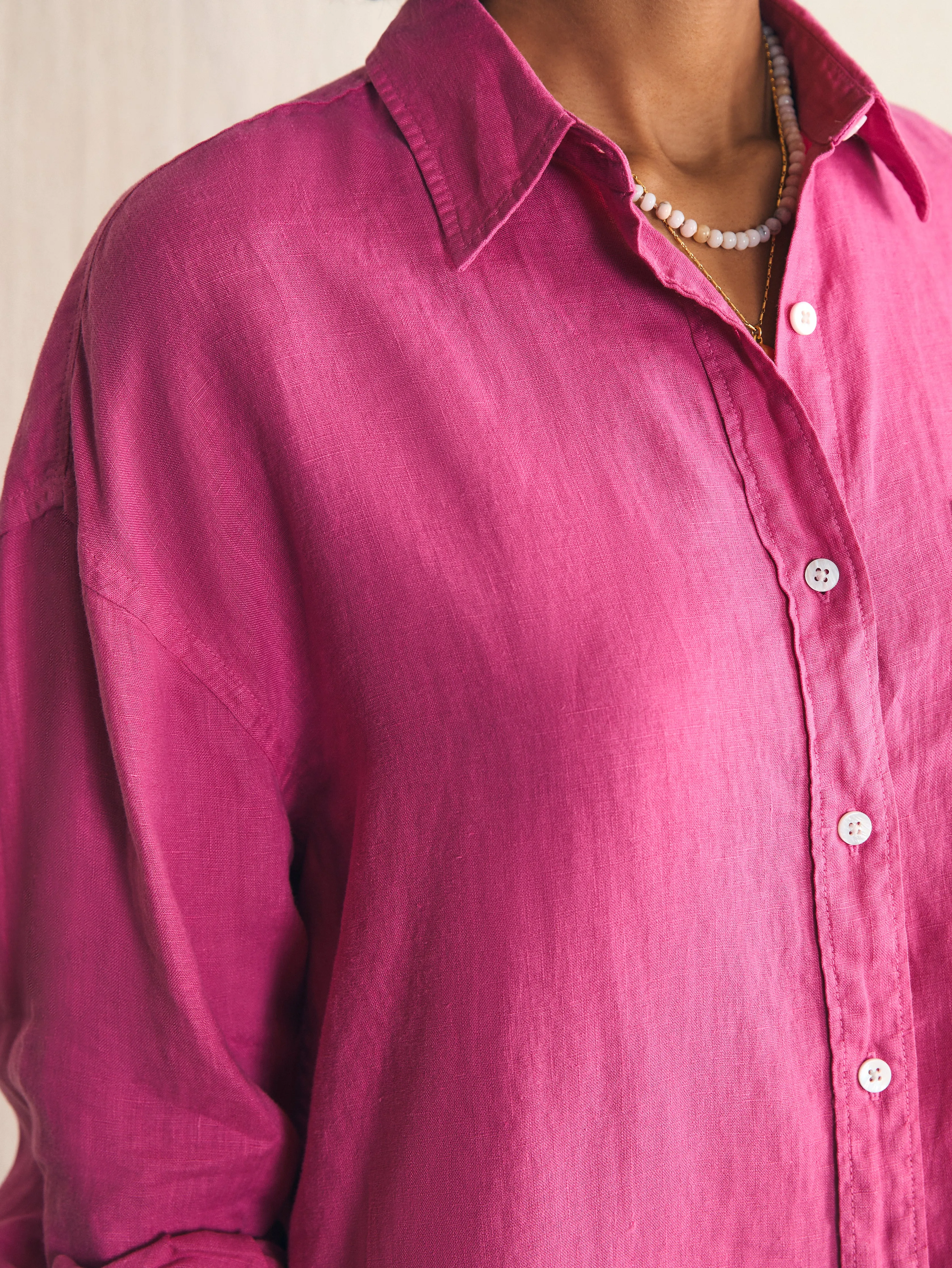 Laguna Linen Relaxed Shirt - Cone Flower sold by Faherty product image thumbnail 4