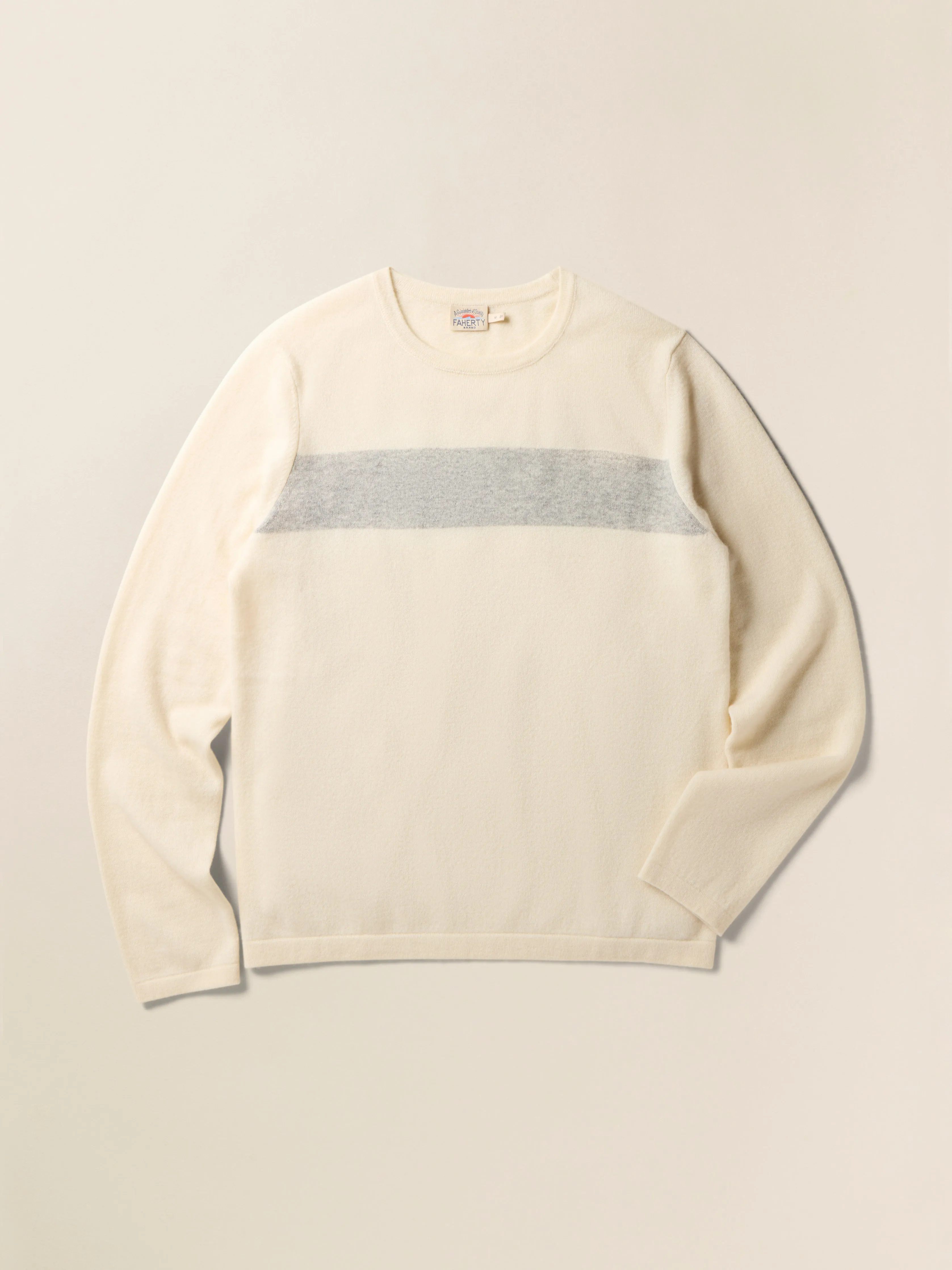 Tropical Cashmere Crewneck Sweater - Coastal Cream sold by Faherty