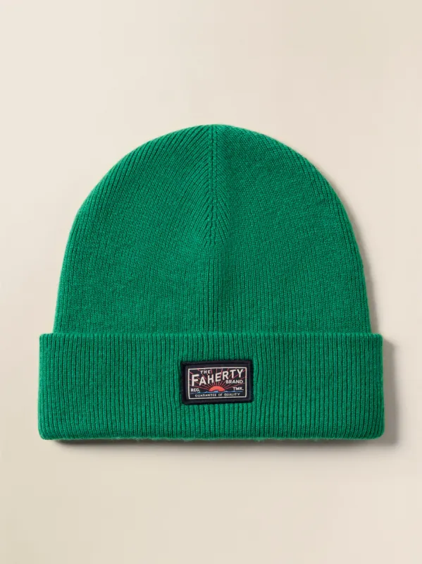 Faherty Logo Beanie - Green sold by Faherty