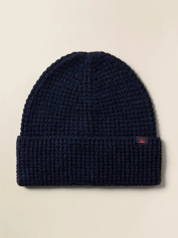 Jackson Waffle Beanie - Navy Heather sold by Faherty