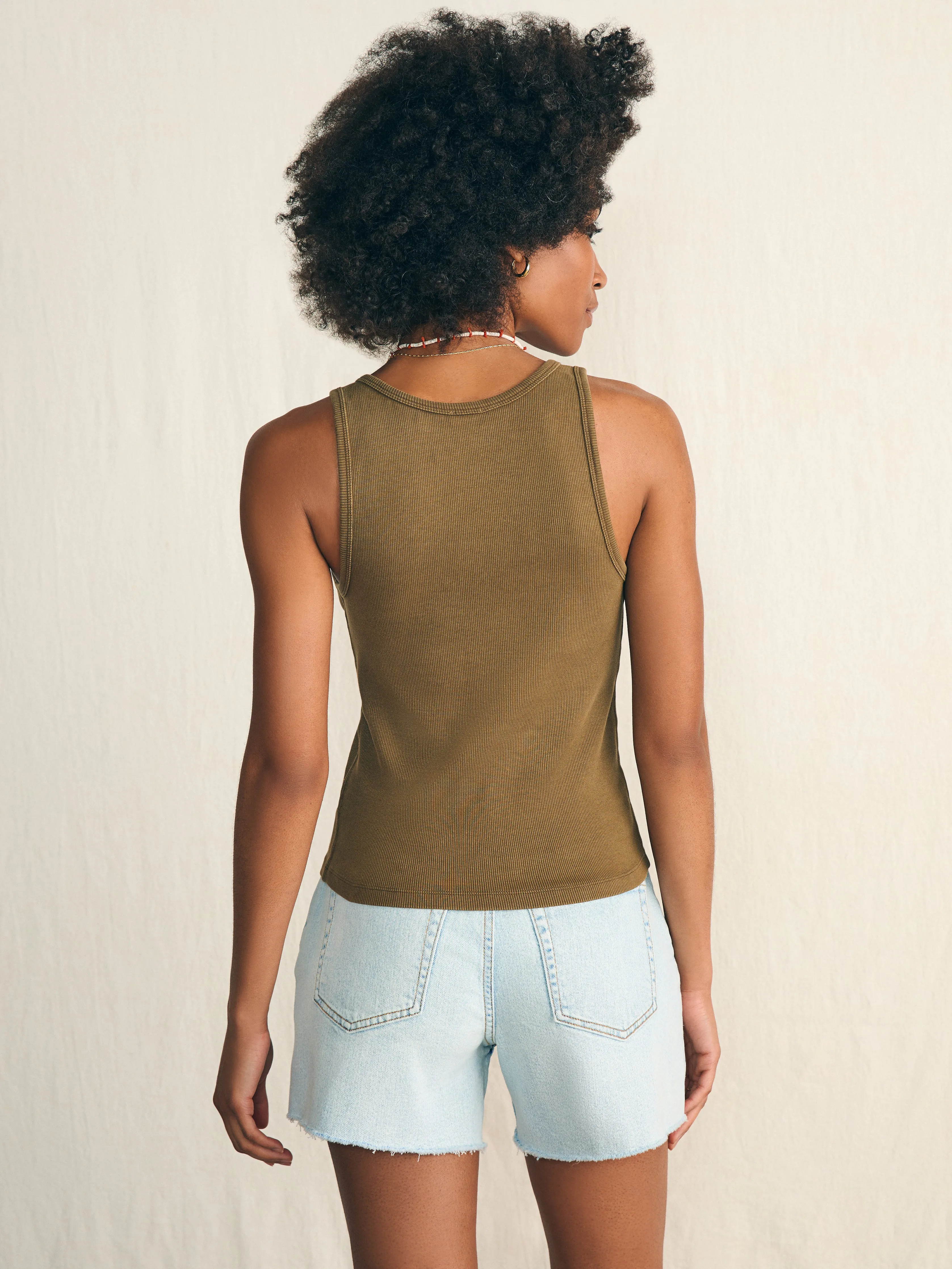 Sunwashed Rib Tank - Military Olive sold by Faherty product image thumbnail 4