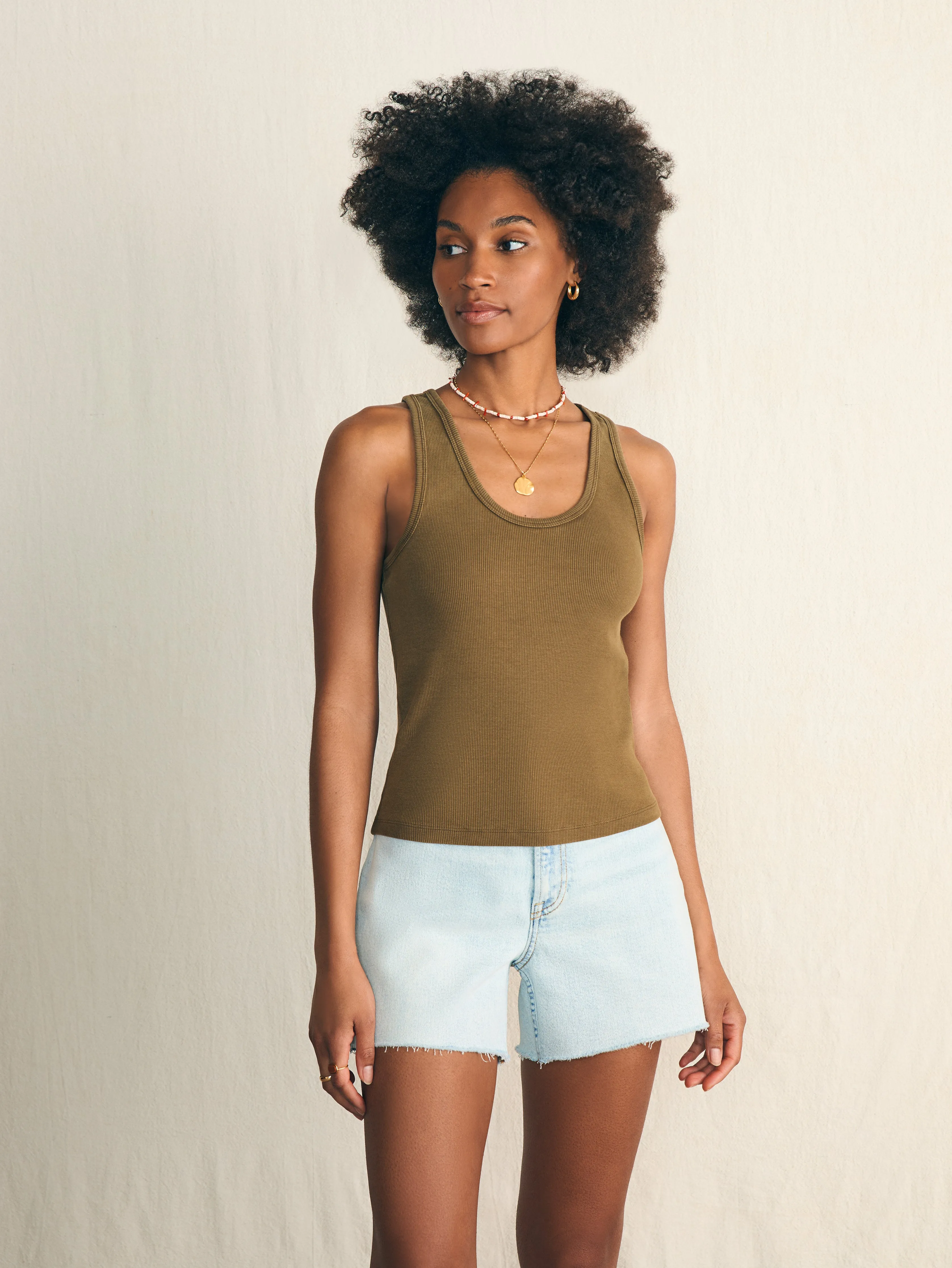 Sunwashed Rib Tank - Military Olive sold by Faherty product image thumbnail 5
