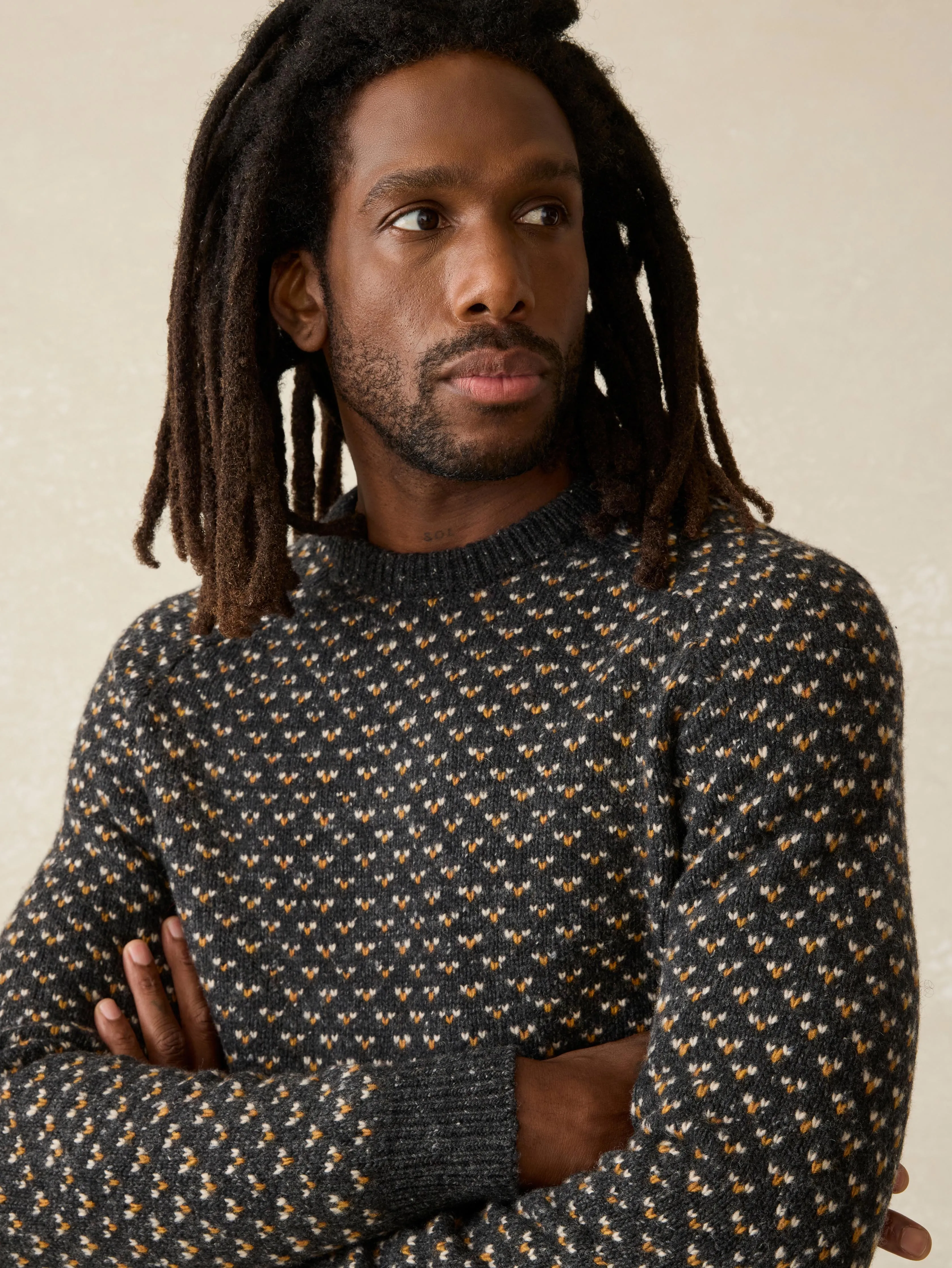 Donegal Crew Sweater - Charcoal Birdseye Marl sold by Faherty product image thumbnail 2