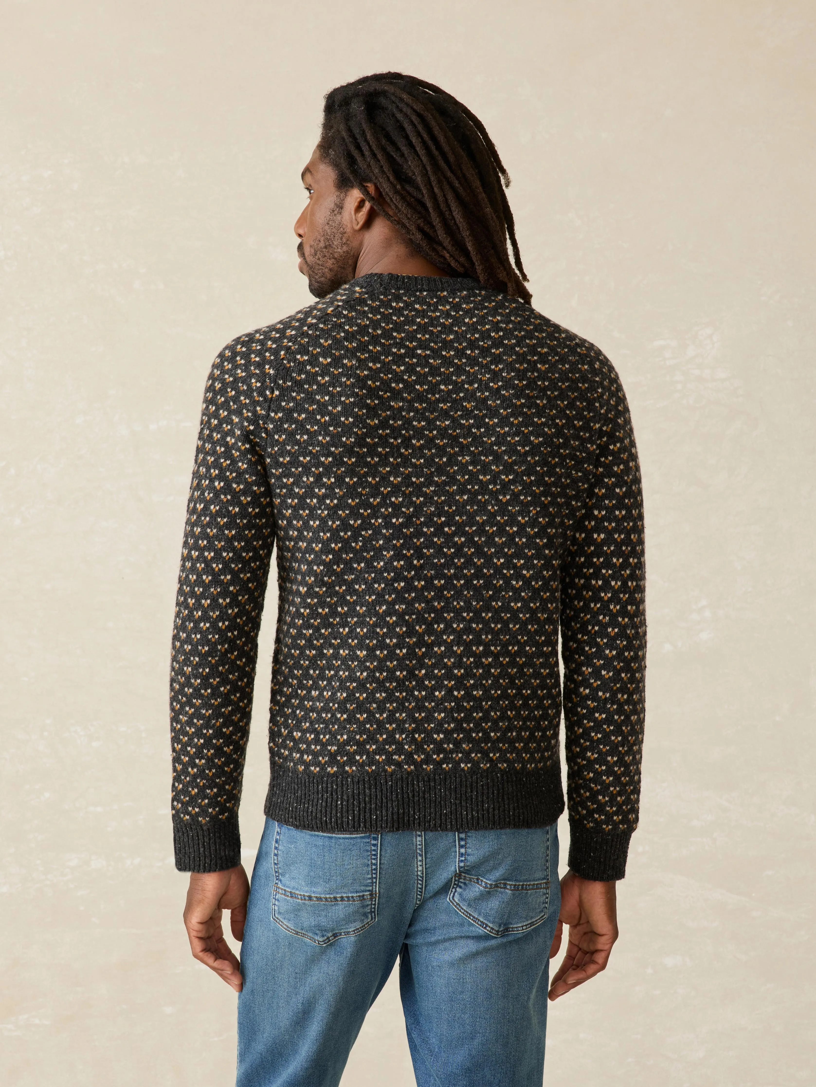 Donegal Crew Sweater - Charcoal Birdseye Marl sold by Faherty