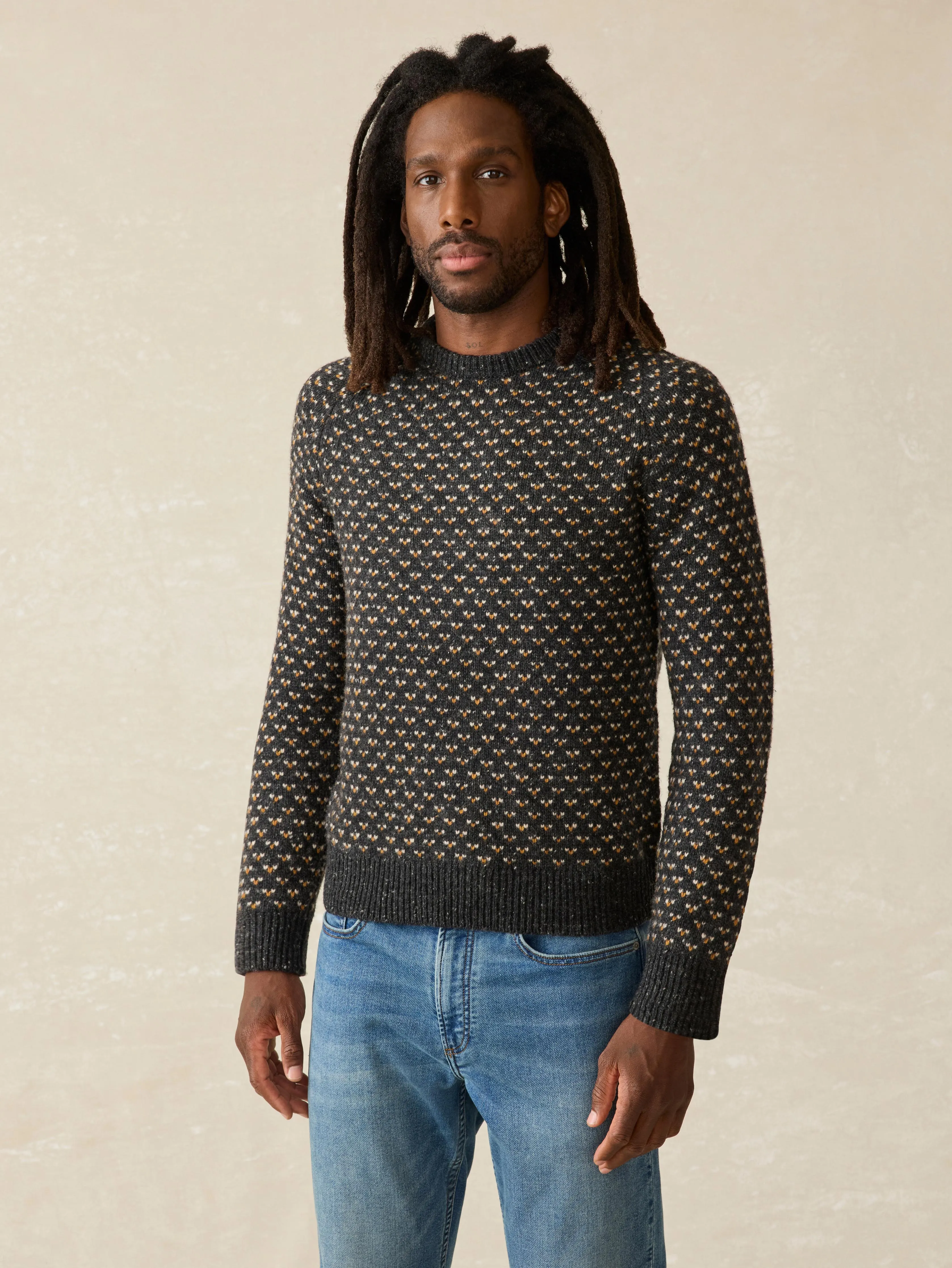 Donegal Crew Sweater - Charcoal Birdseye Marl sold by Faherty product image thumbnail 4