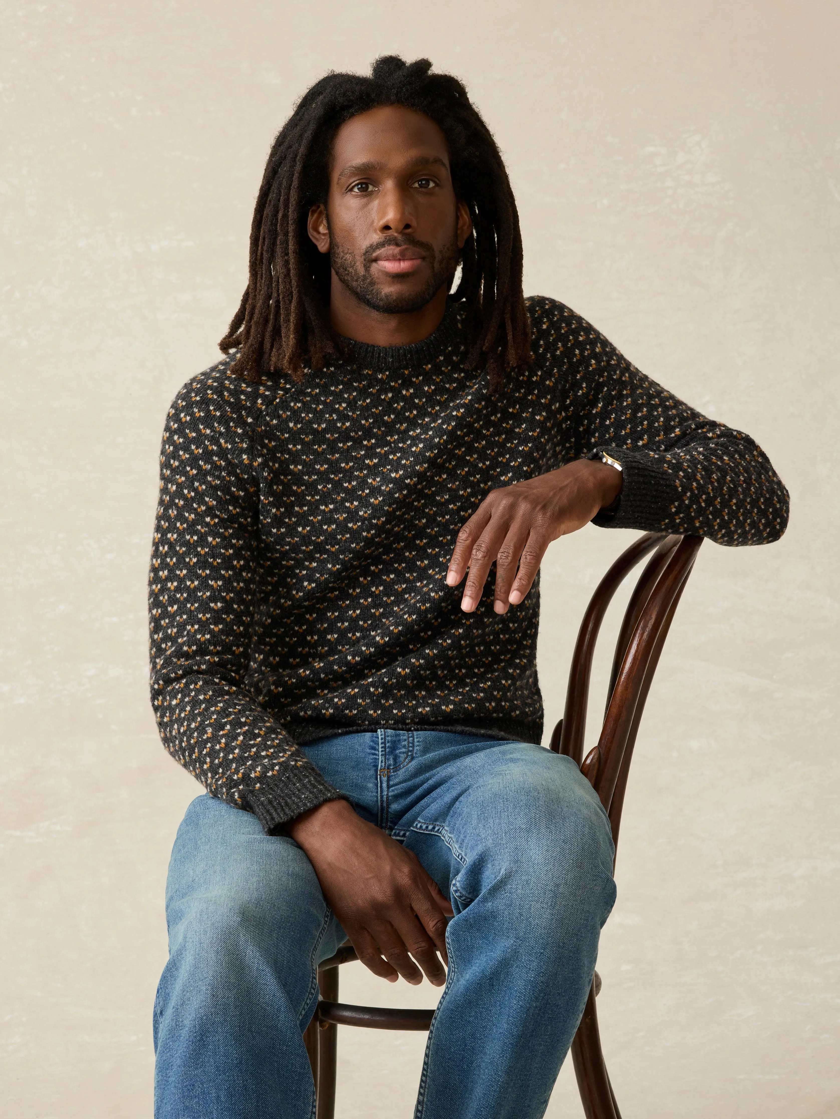 Donegal Crew Sweater - Charcoal Birdseye Marl sold by Faherty product image thumbnail 3