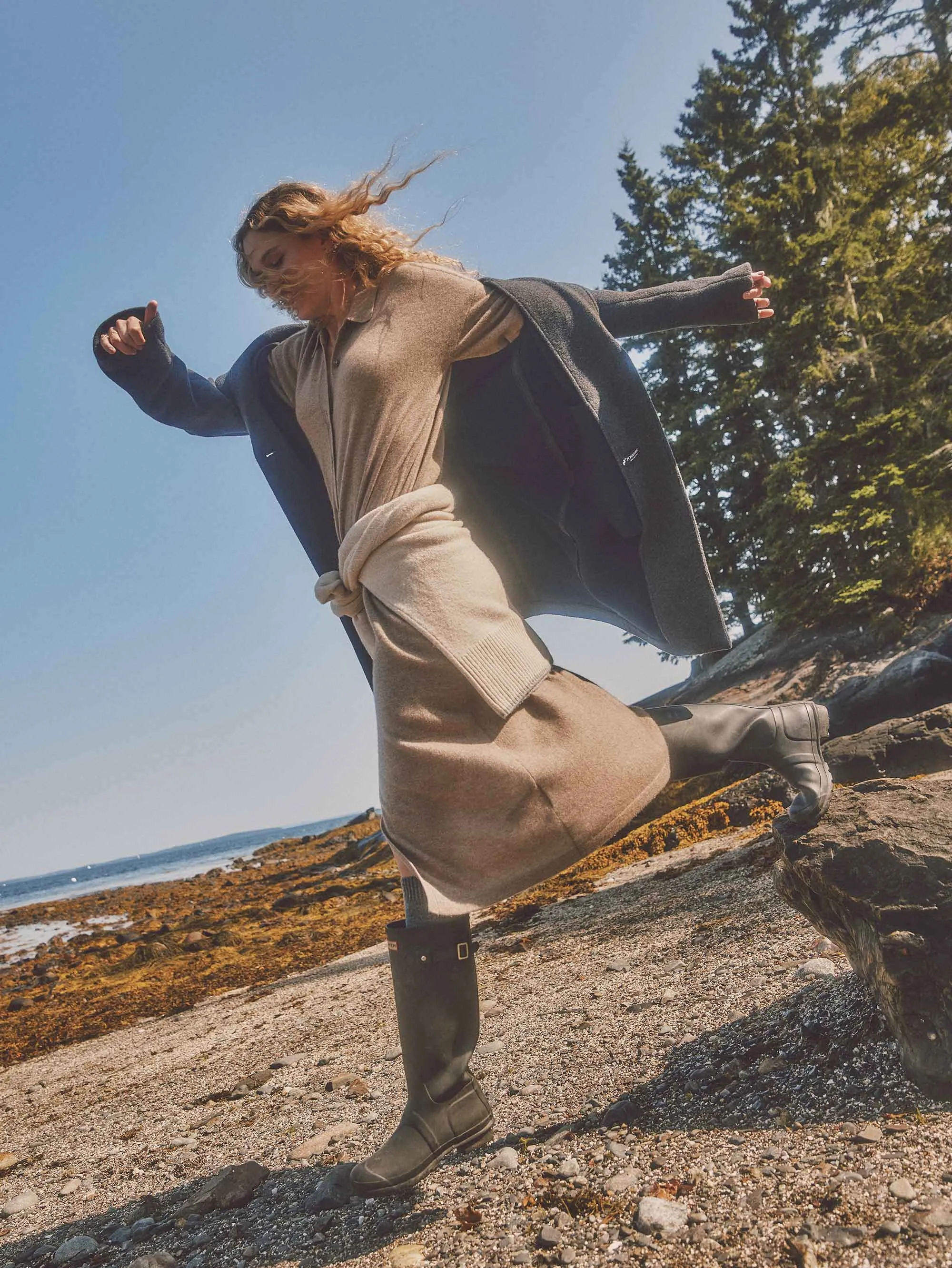 Tropical Cashmere Maxi Shirtdress - Driftwood sold by Faherty