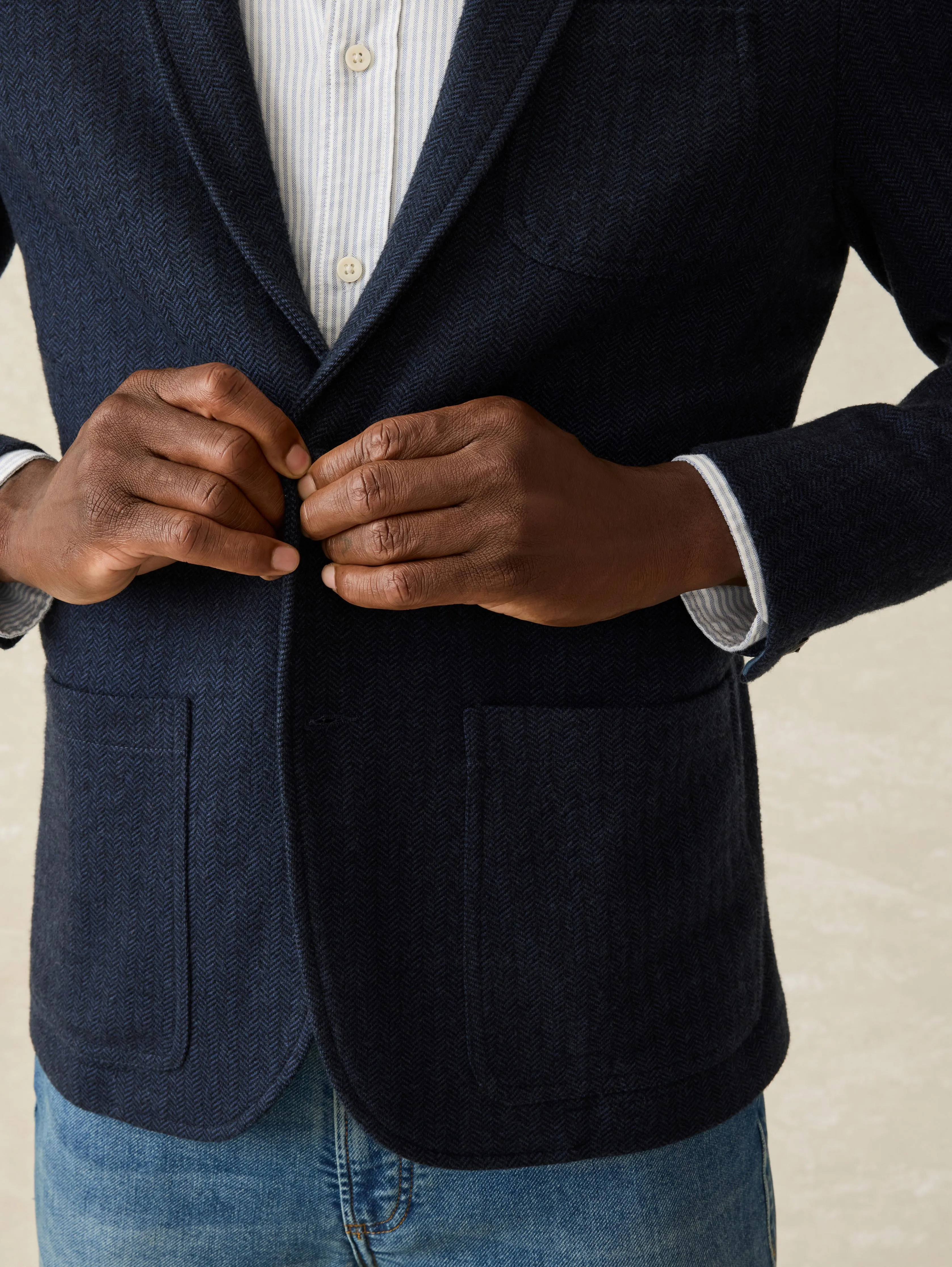 Inlet Knit Tweed Blazer - Navy Twilight Herringbone sold by Faherty product image thumbnail 2