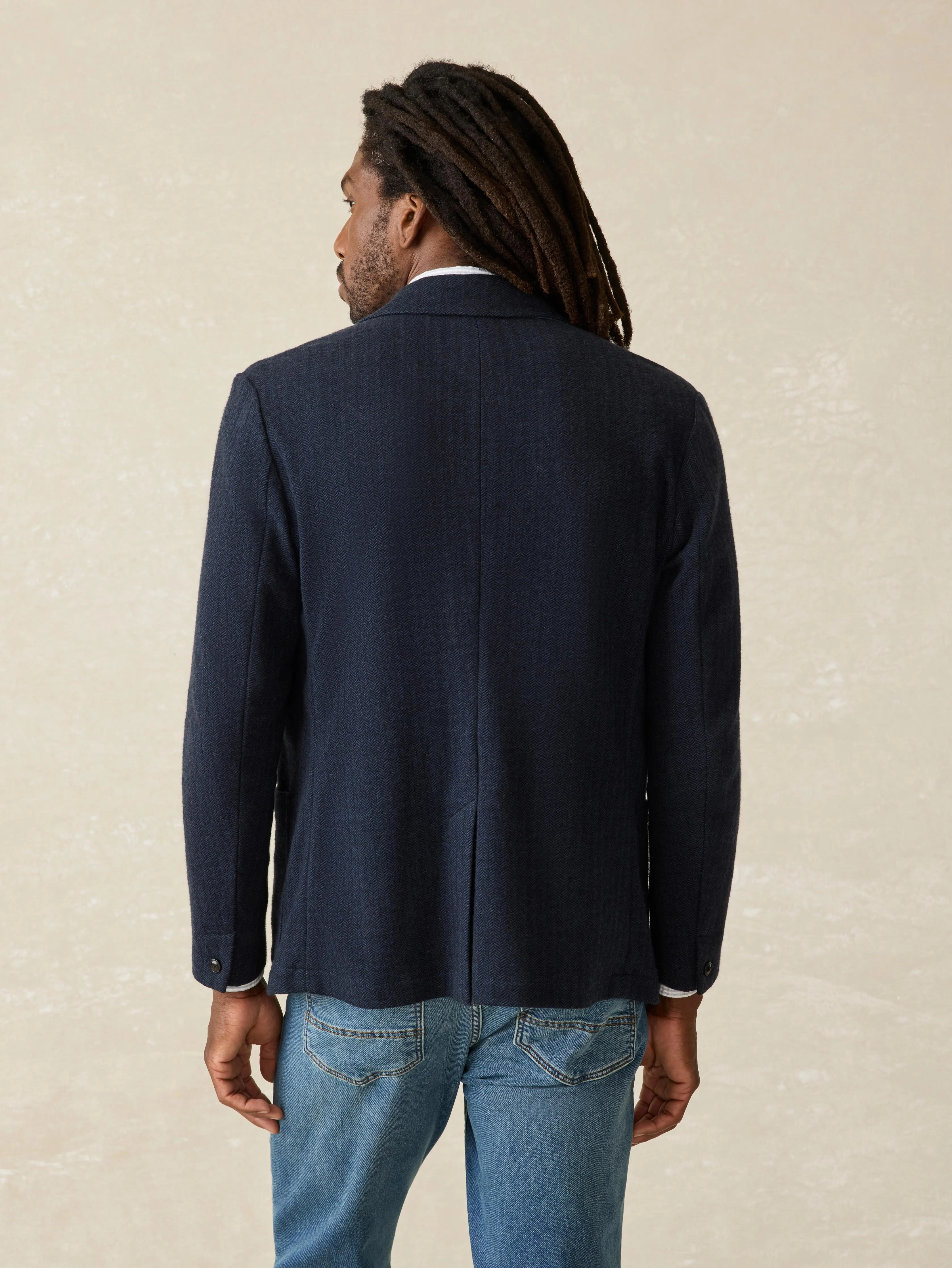 Inlet Knit Tweed Blazer - Navy Twilight Herringbone sold by Faherty product image thumbnail 5