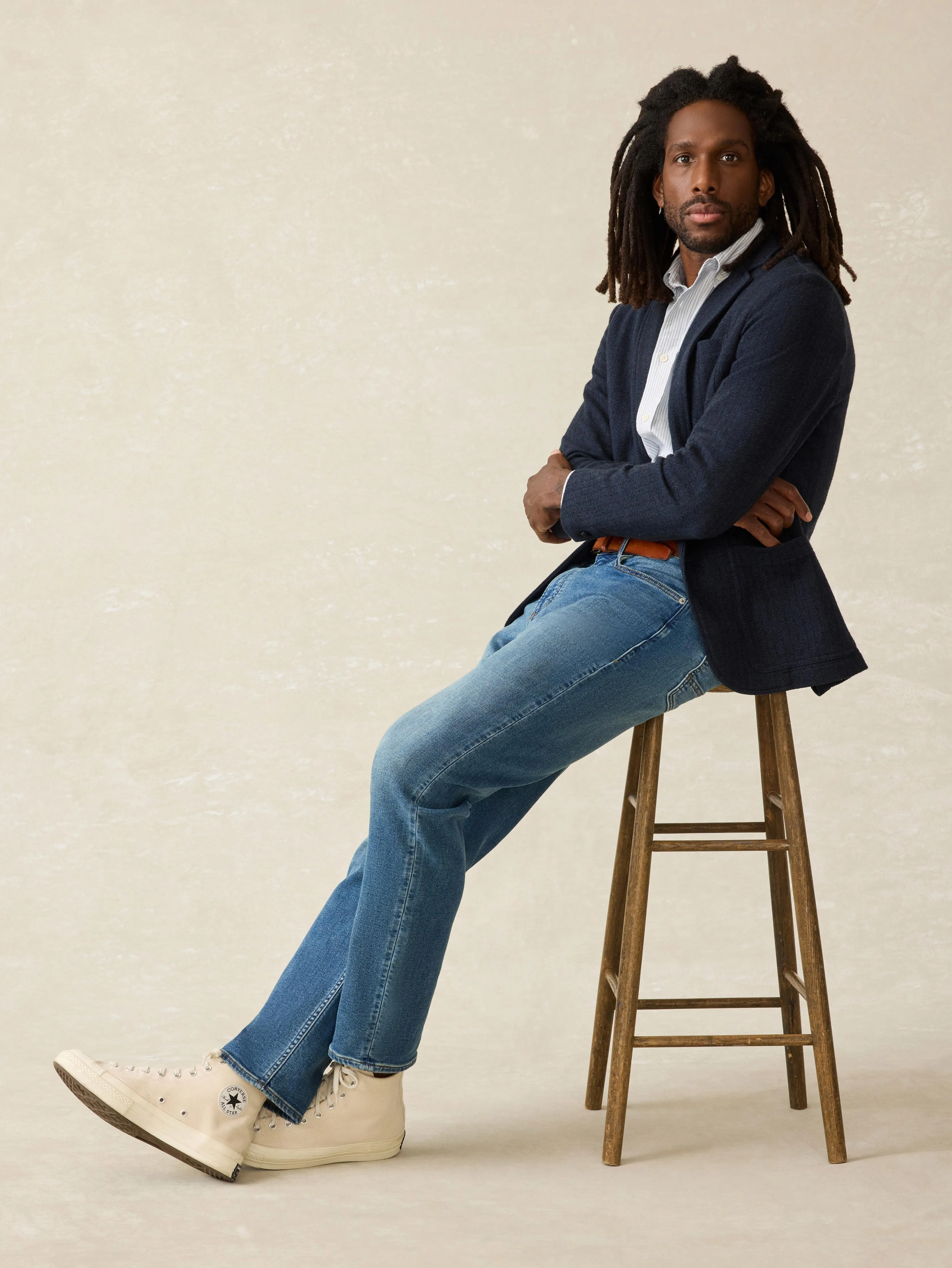 Inlet Knit Tweed Blazer - Navy Twilight Herringbone sold by Faherty product image thumbnail 4