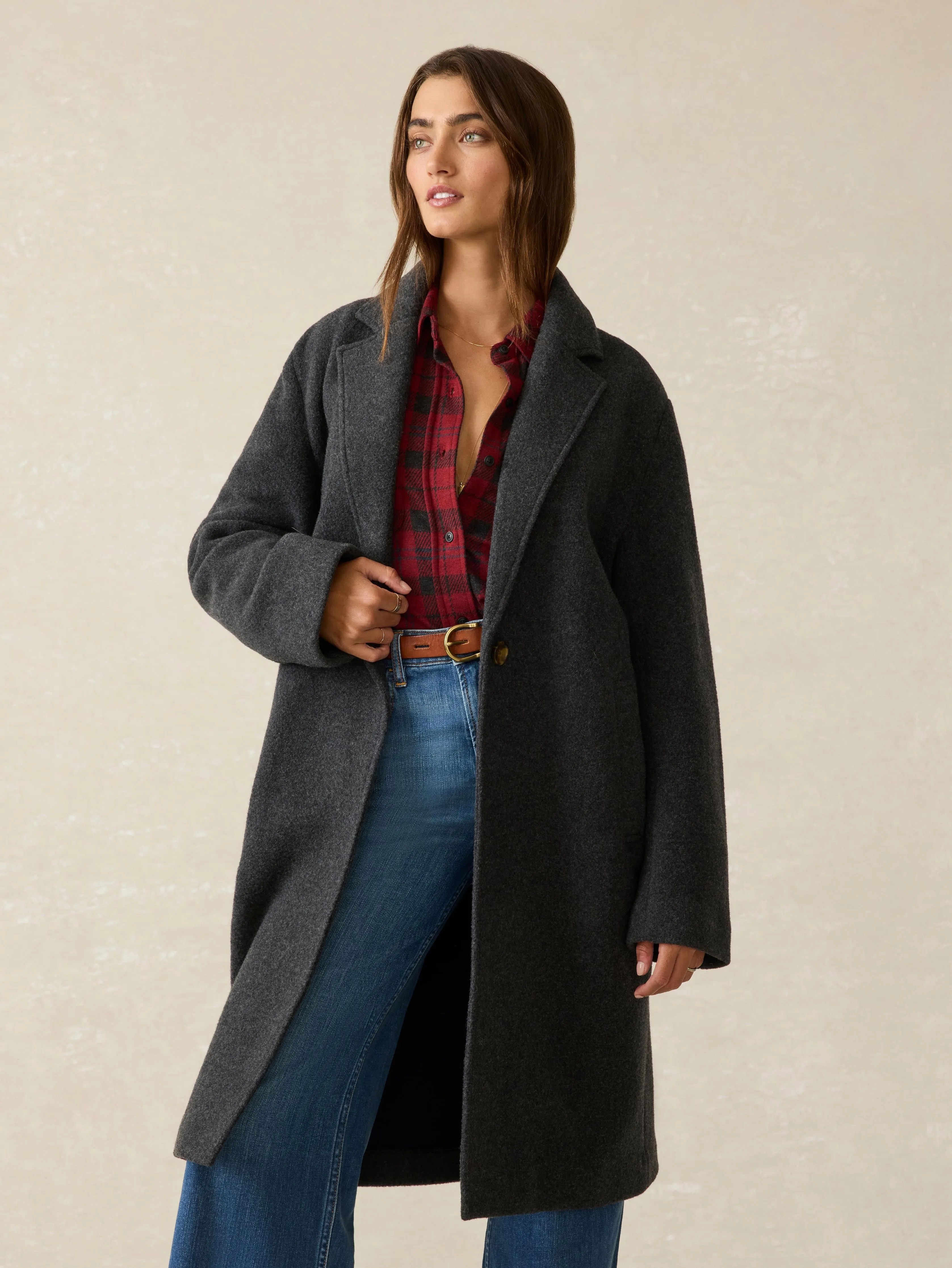 Atlantic Knit Coat - Charcoal sold by Faherty