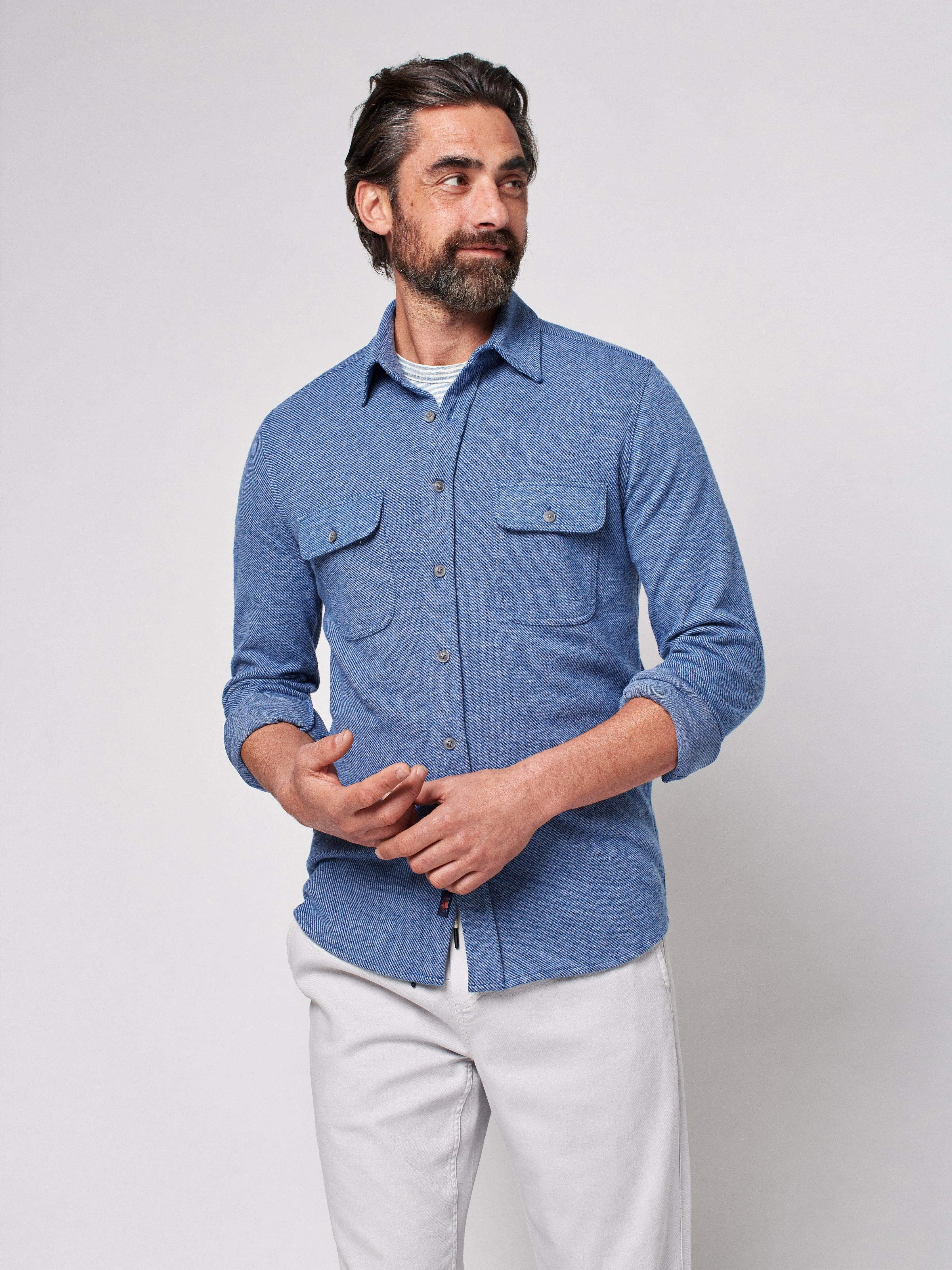 Legend™ Sweater Shirt - Washed Blue Twill sold by Faherty