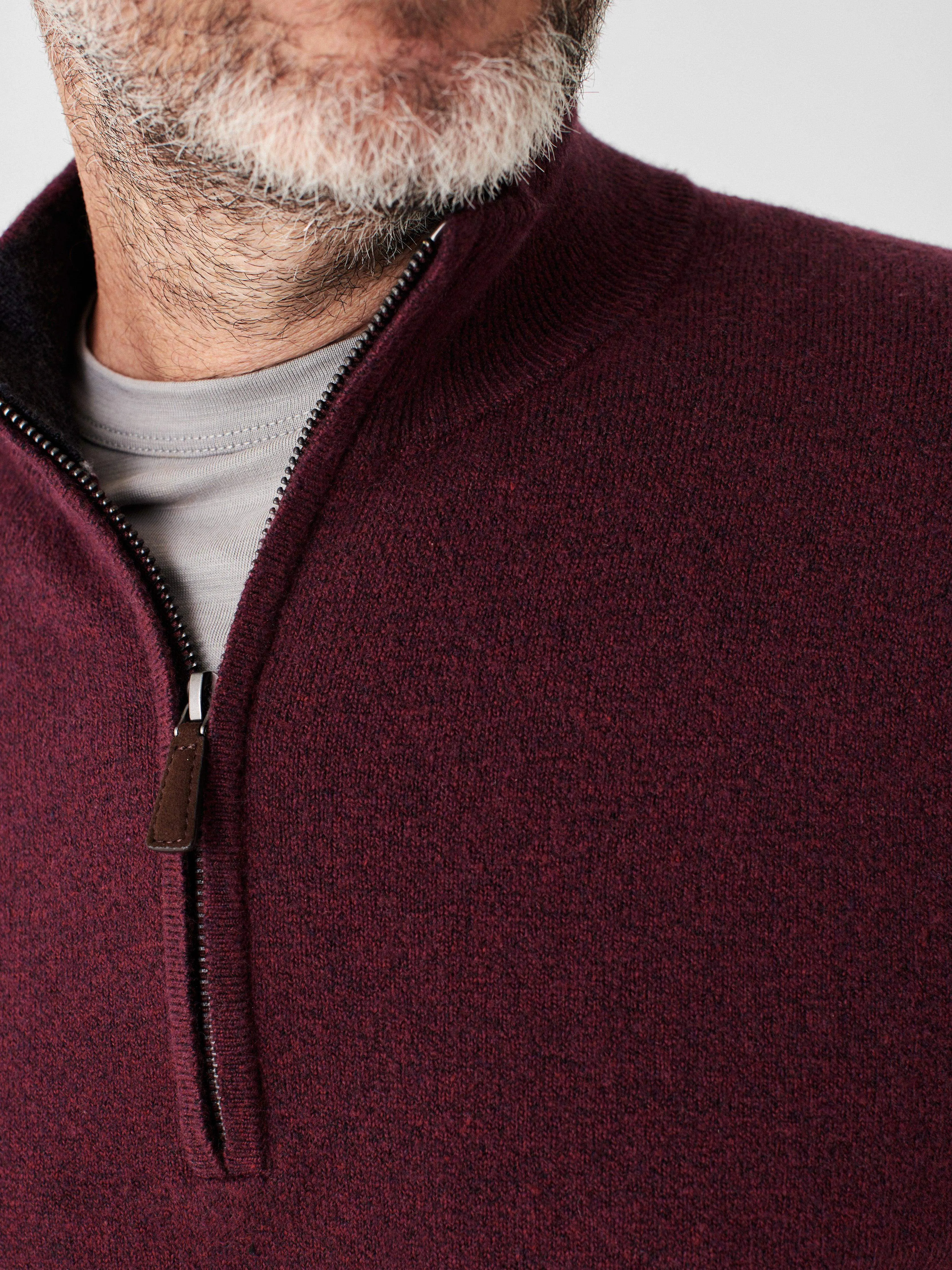 Mountain Quarter Zip Sweater - Claret Heather sold by Faherty product image thumbnail 3