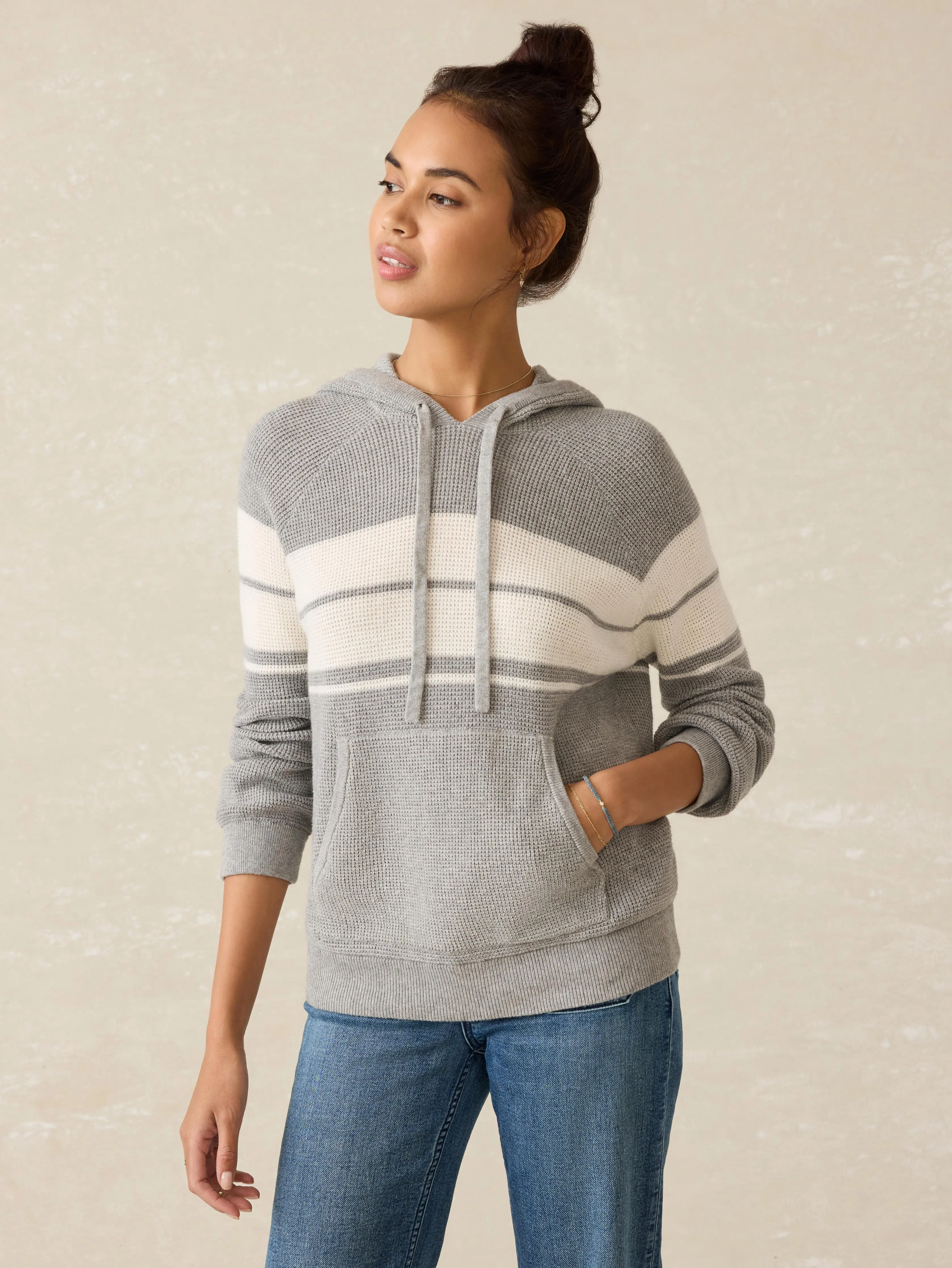 Throwback Waffle Hoodie - Shadow Coast Stripe sold by Faherty product image thumbnail 3