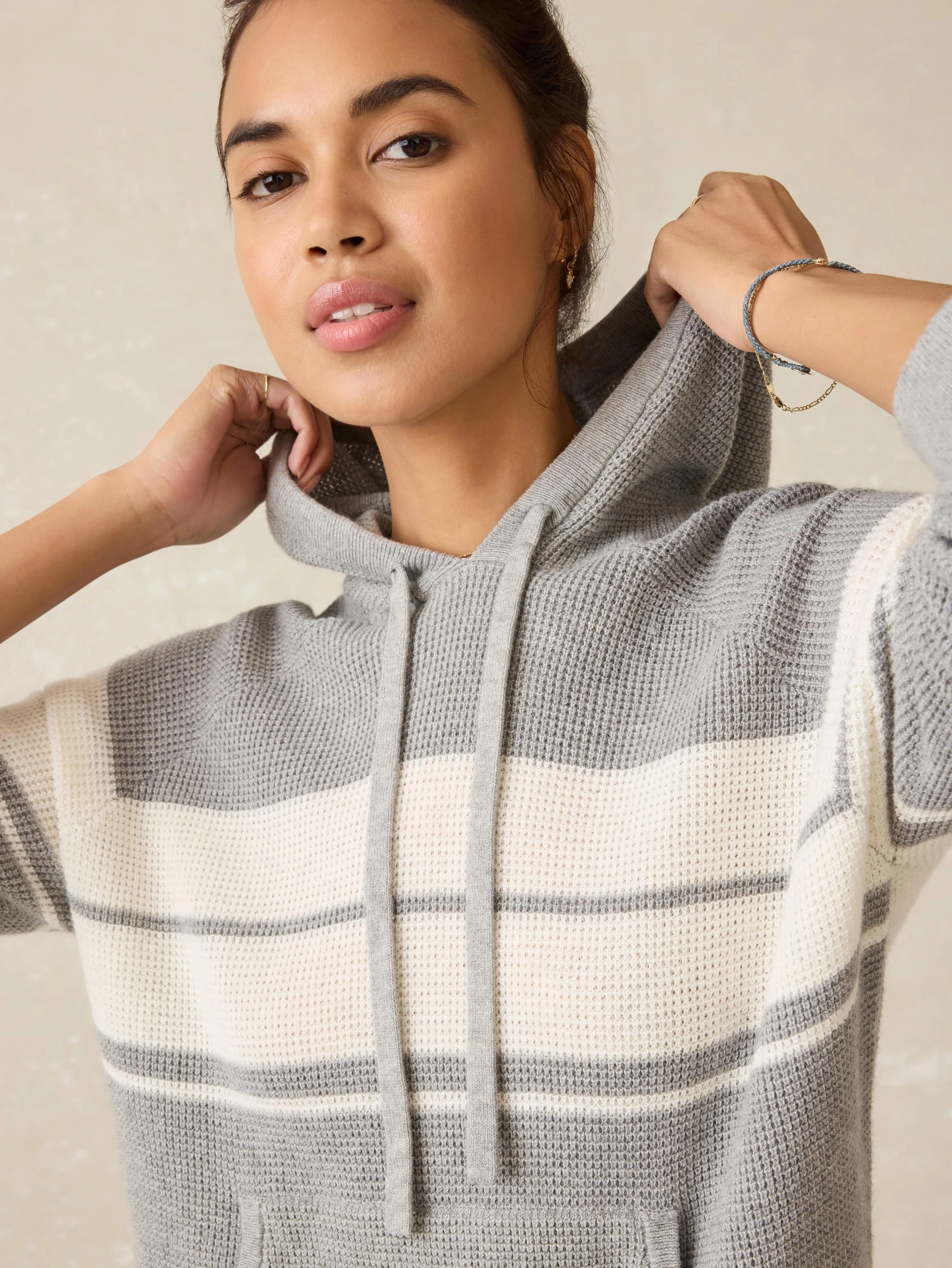 Throwback Waffle Hoodie - Shadow Coast Stripe sold by Faherty product image thumbnail 4