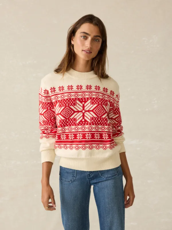 Sun Valley Crewneck Sweater - Antique Snowflake sold by Faherty