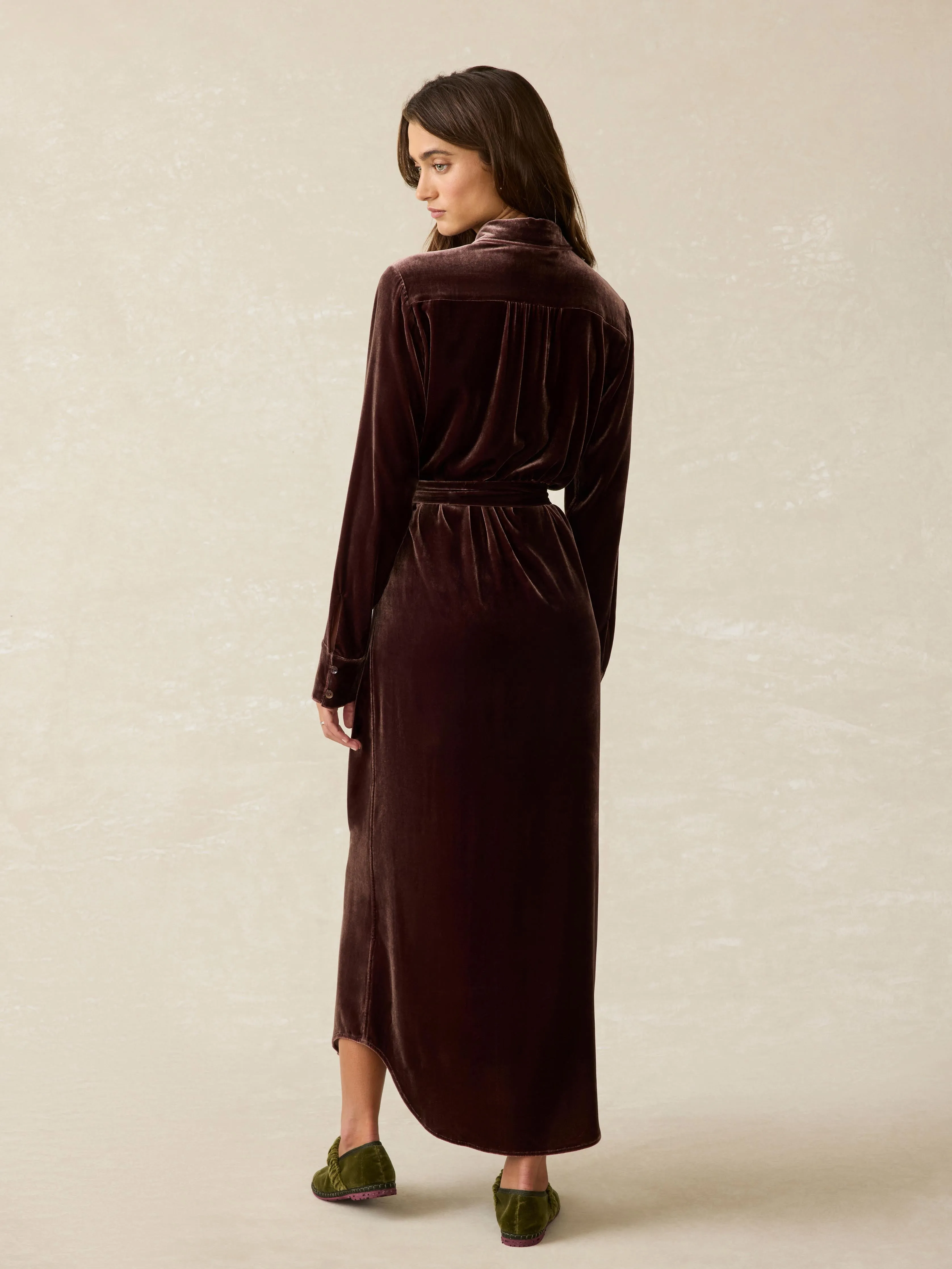 Stretch Silk Velvet Riley Midi Dress - Huckleberry sold by Faherty product image thumbnail 5