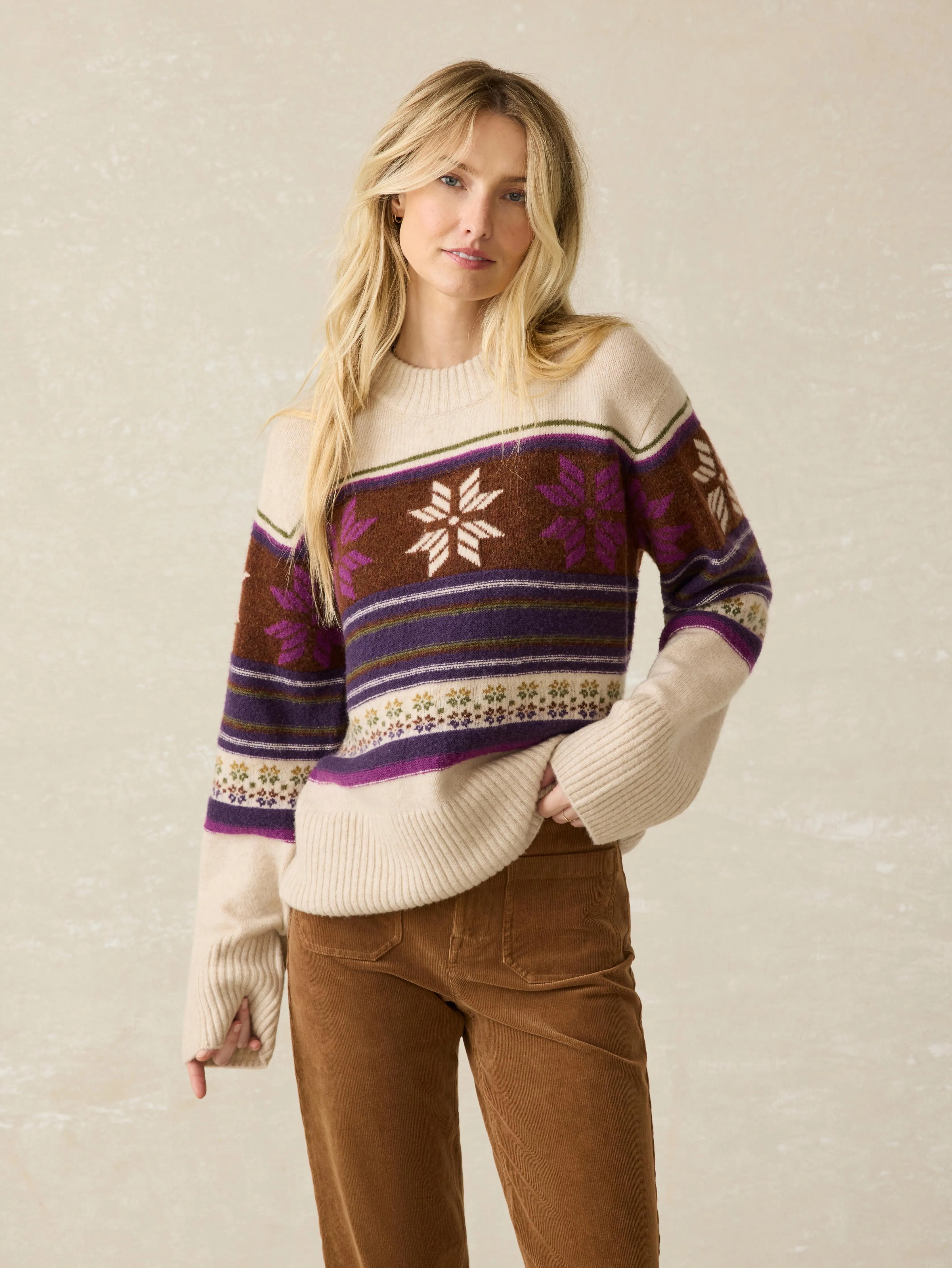 Snowdrift Sweater - Multi Snowflake sold by Faherty