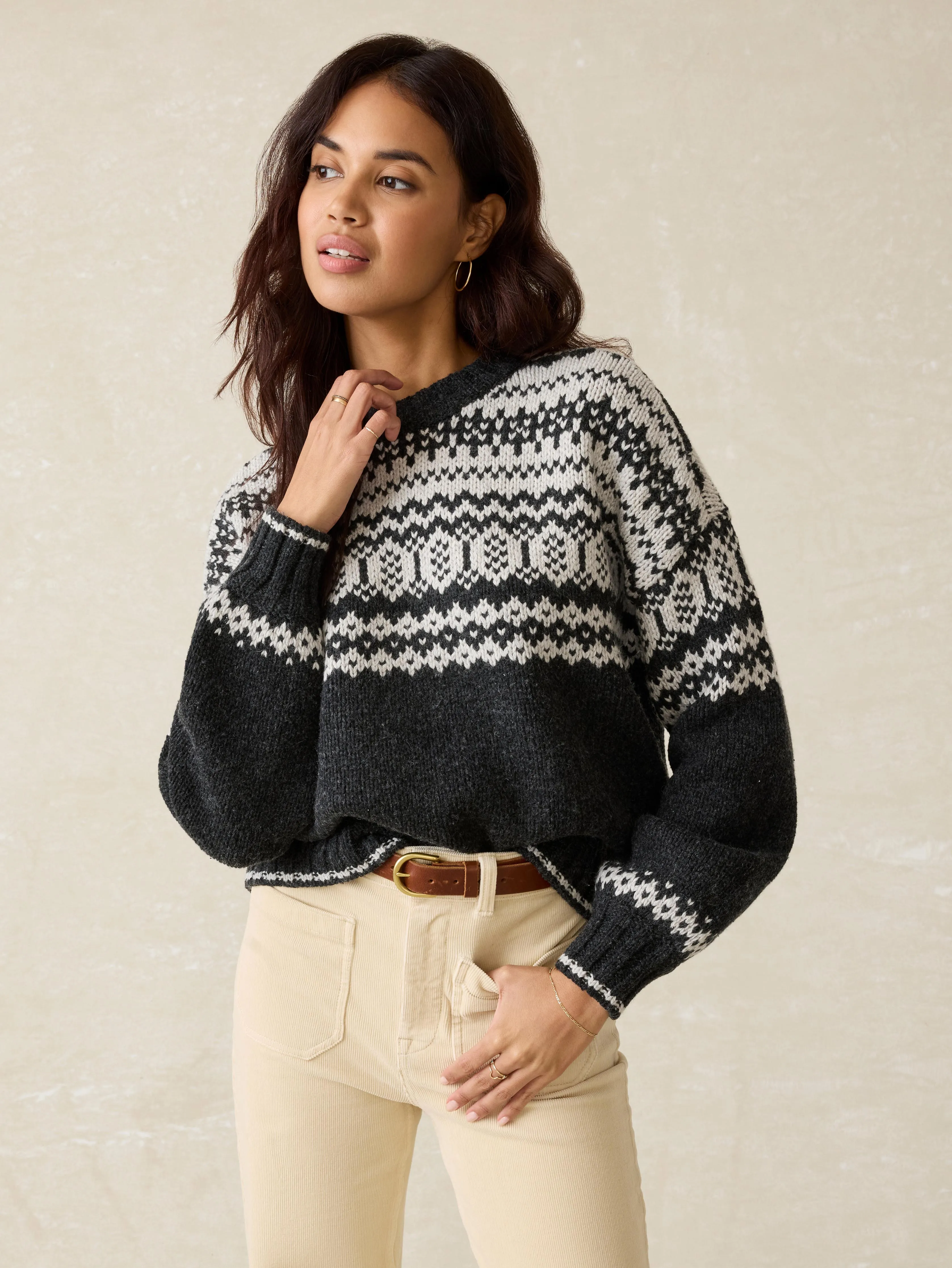 Willow Creek Sweater - Grey Valley Fairisle sold by Faherty