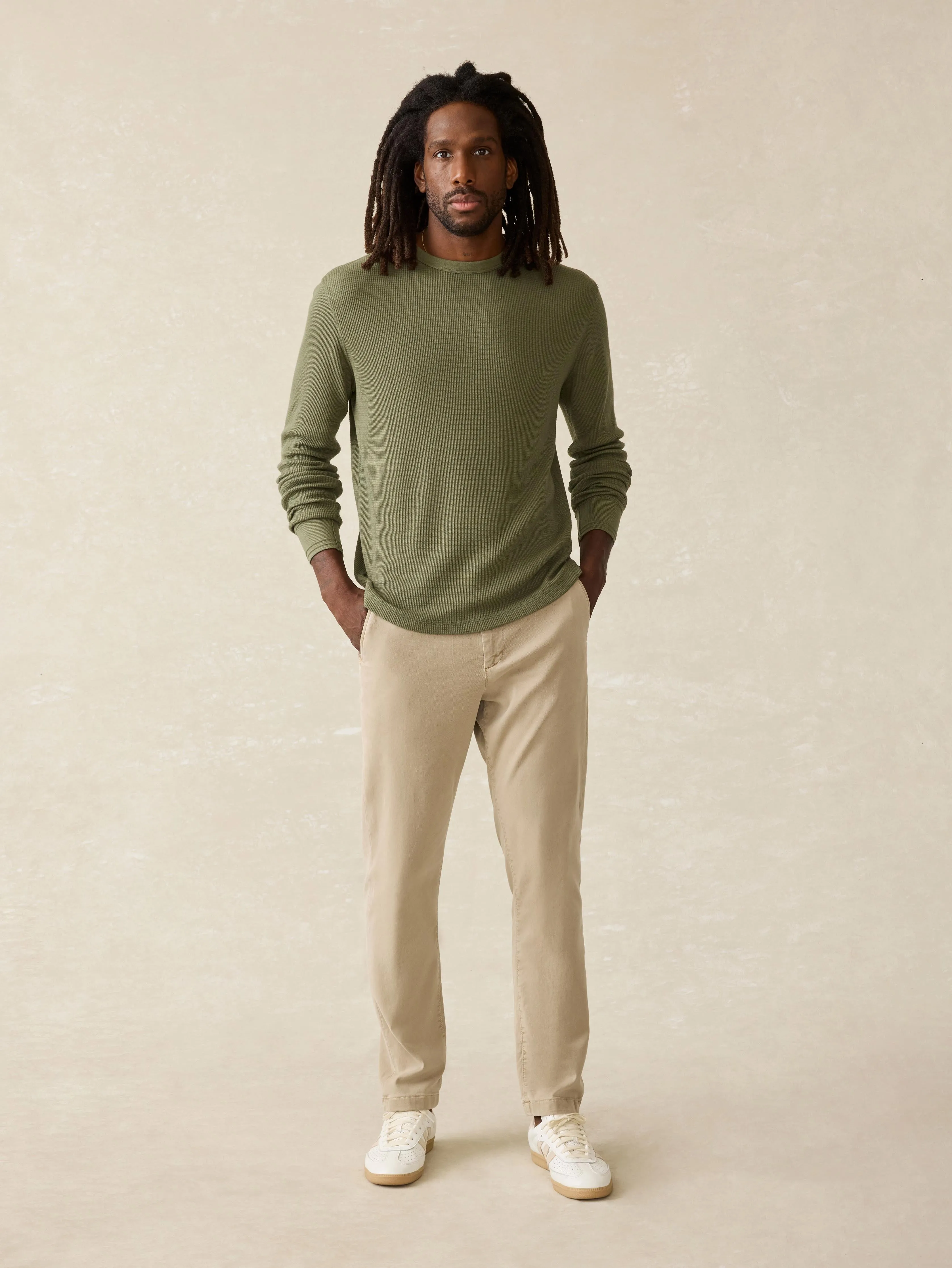 Long-Sleeve Cloud Waffle Crew - Deep Fern Heather sold by Faherty product image thumbnail 3