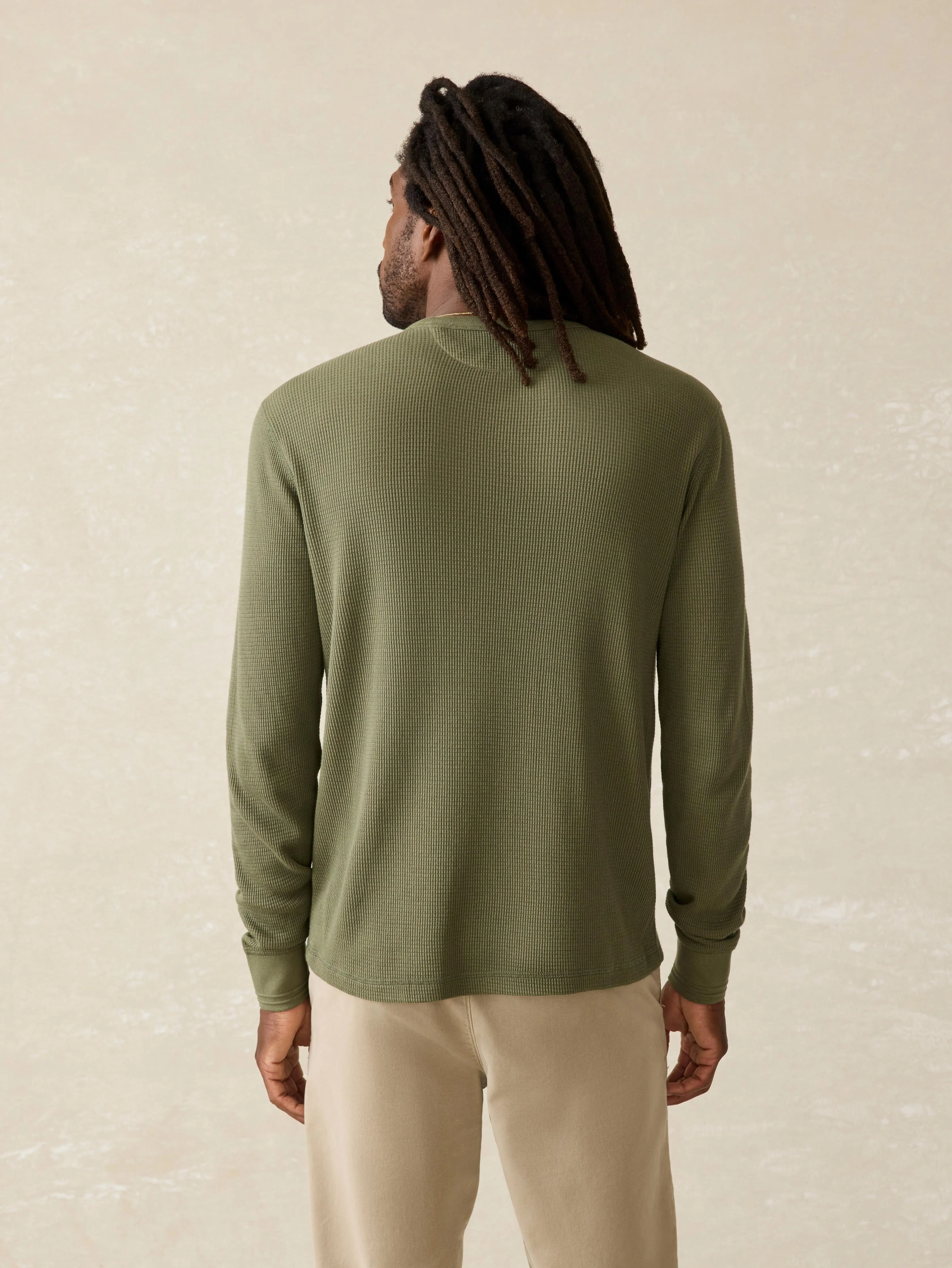 Long-Sleeve Cloud Waffle Crew - Deep Fern Heather sold by Faherty product image thumbnail 5