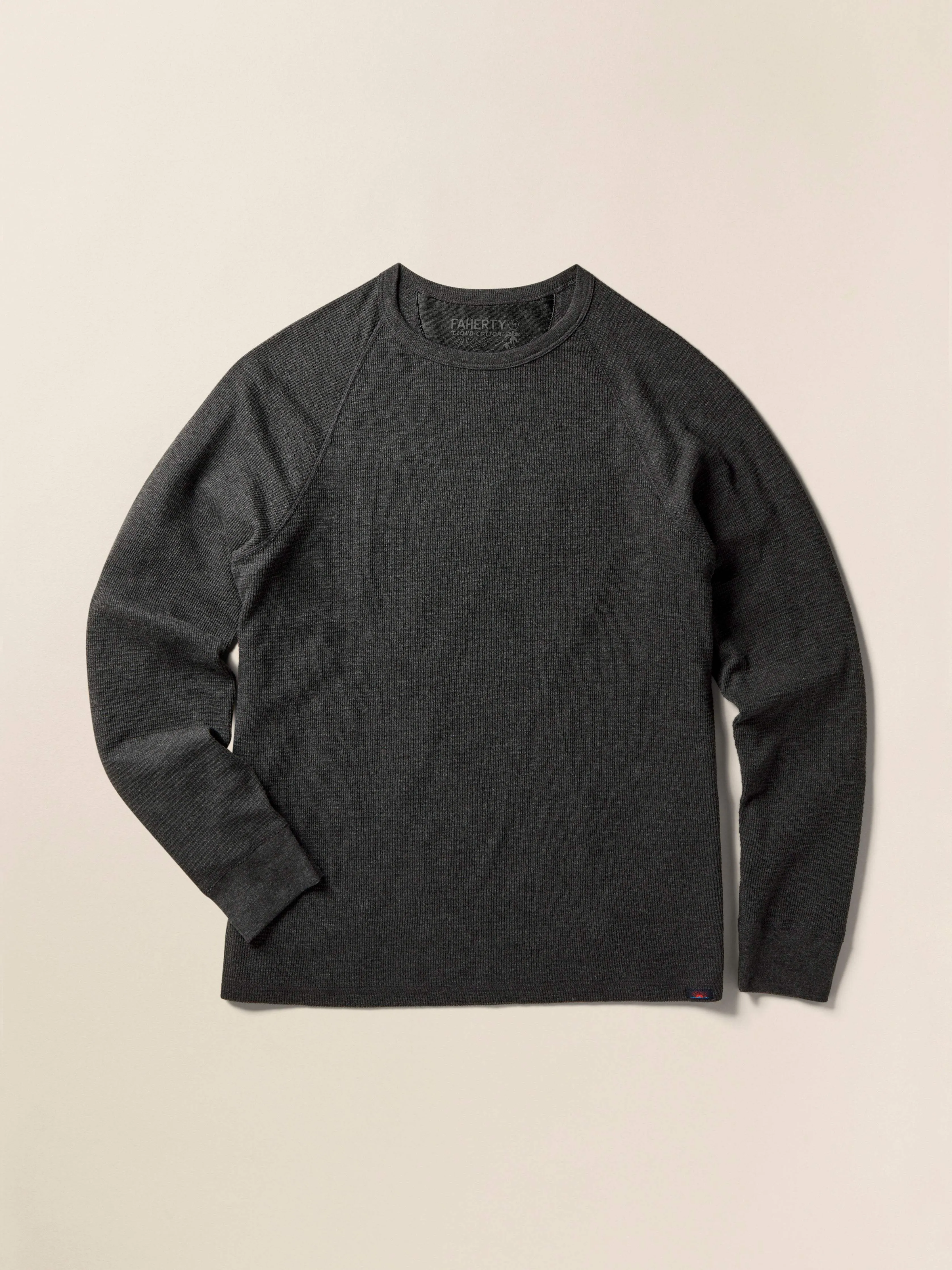 Long-Sleeve Cloud Waffle Crew - Charcoal Heather sold by Faherty product image thumbnail 2