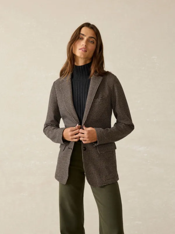 Inlet Knit Tweed Blazer - Mocha Mountain Houndstooth sold by Faherty