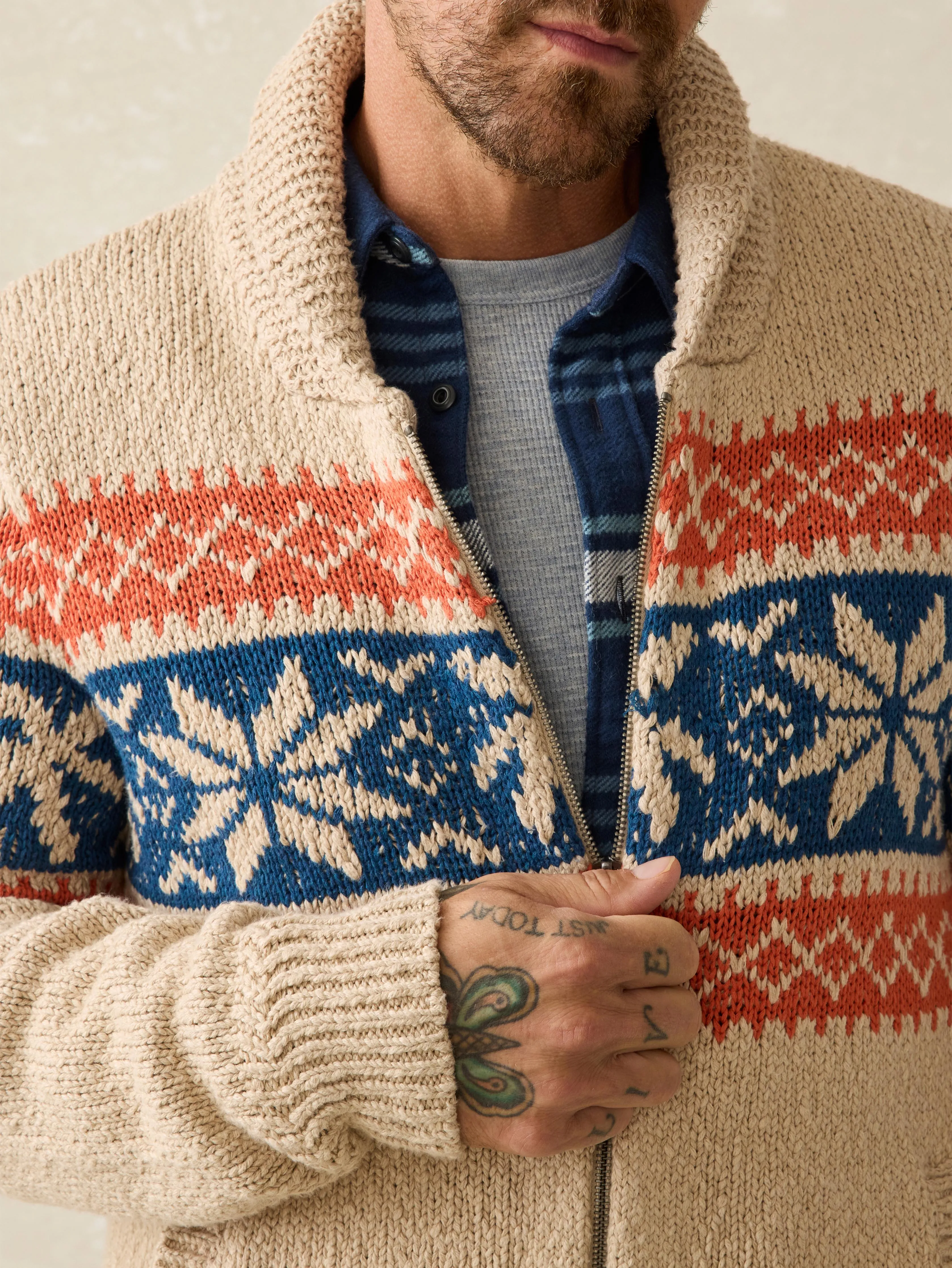 Surf To Snow Zip Cardigan - Pacific Wheat sold by Faherty product image thumbnail 2