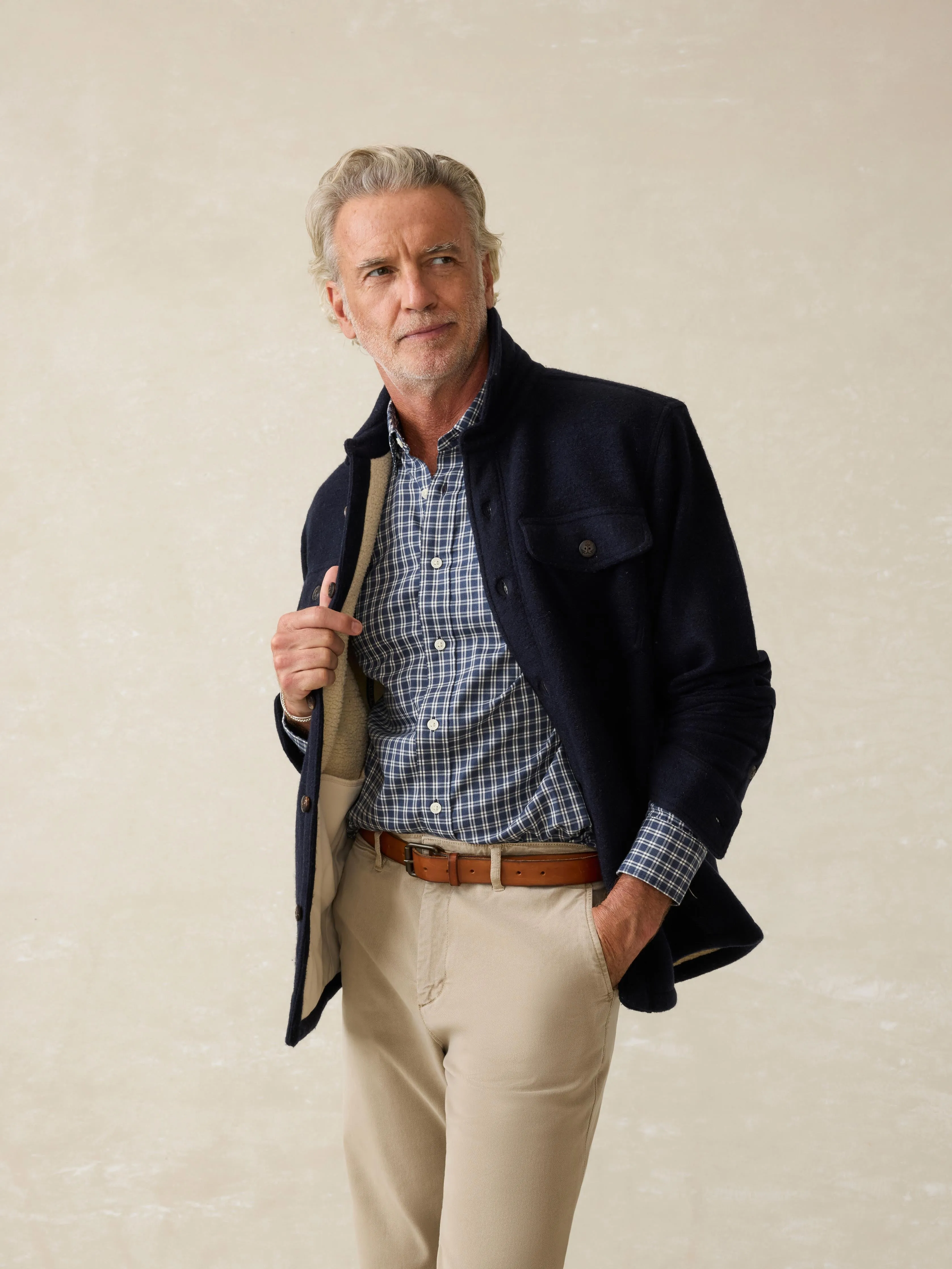 Movement™ Shirt - Navy White Check sold by Faherty product image thumbnail 3