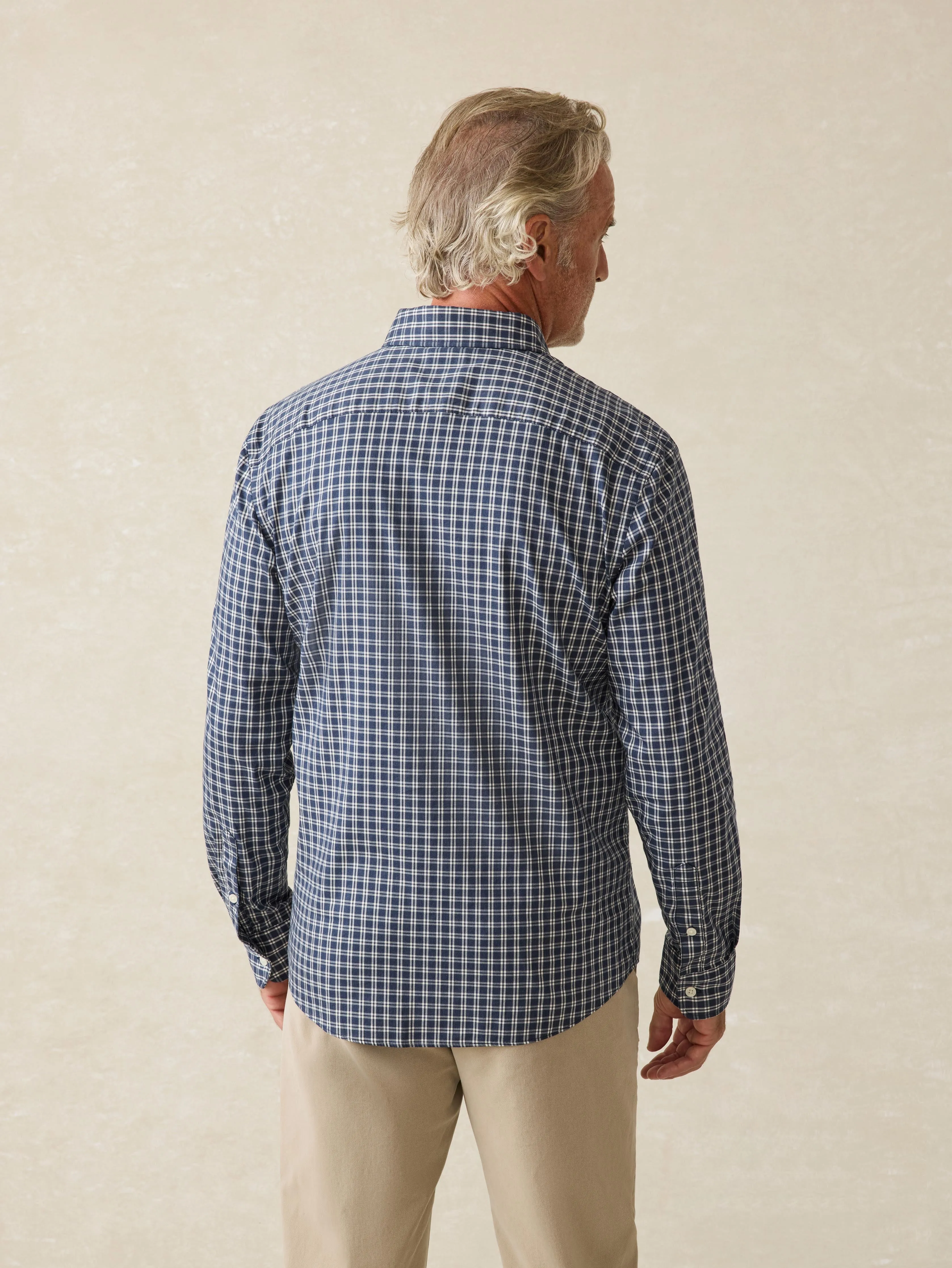 Movement™ Shirt - Navy White Check sold by Faherty product image thumbnail 4