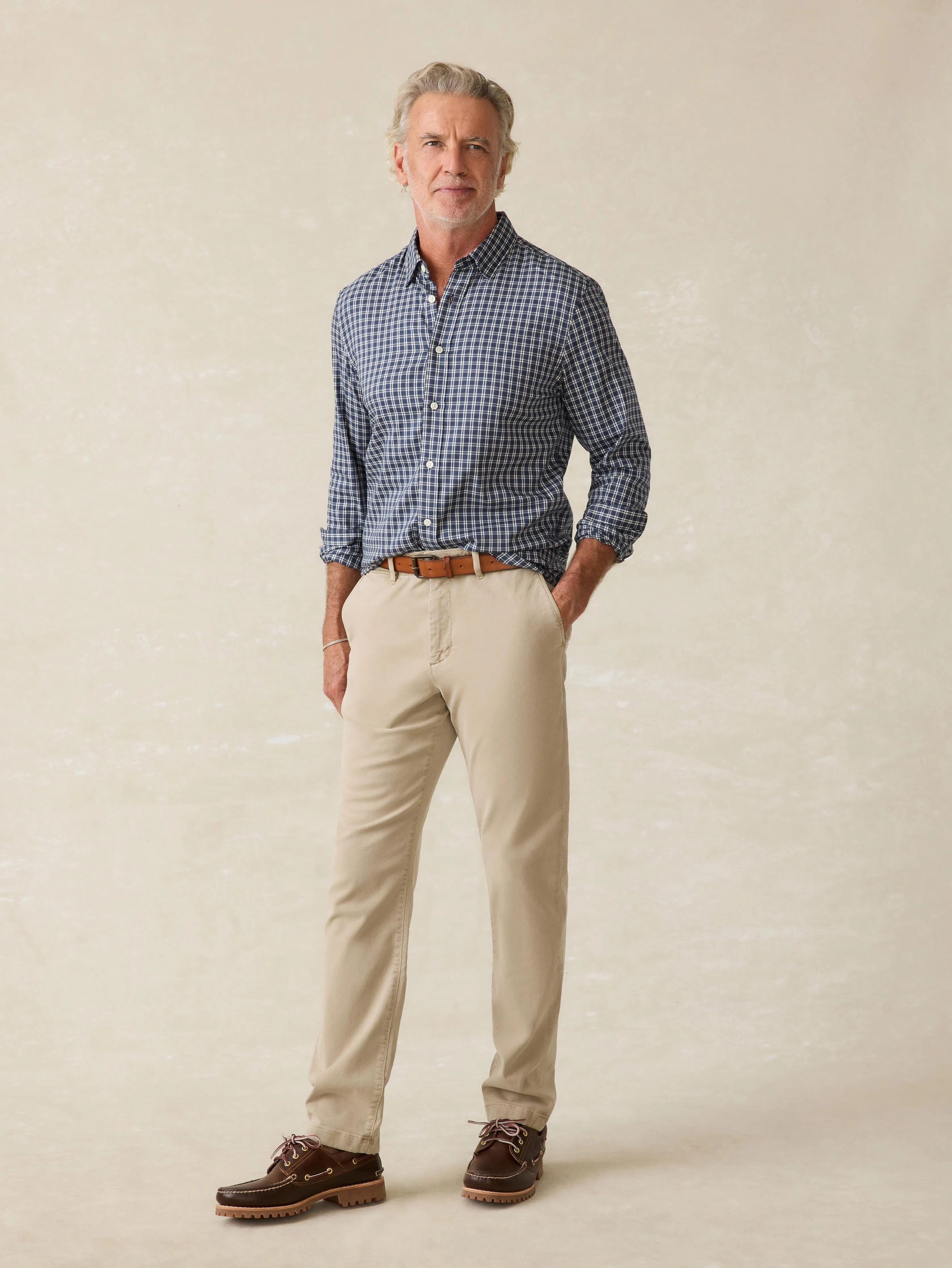 Movement™ Shirt - Navy White Check sold by Faherty product image thumbnail 5