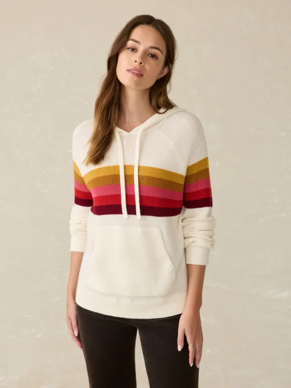 Throwback Waffle Hoodie - Golden Trek Stripe sold by Faherty