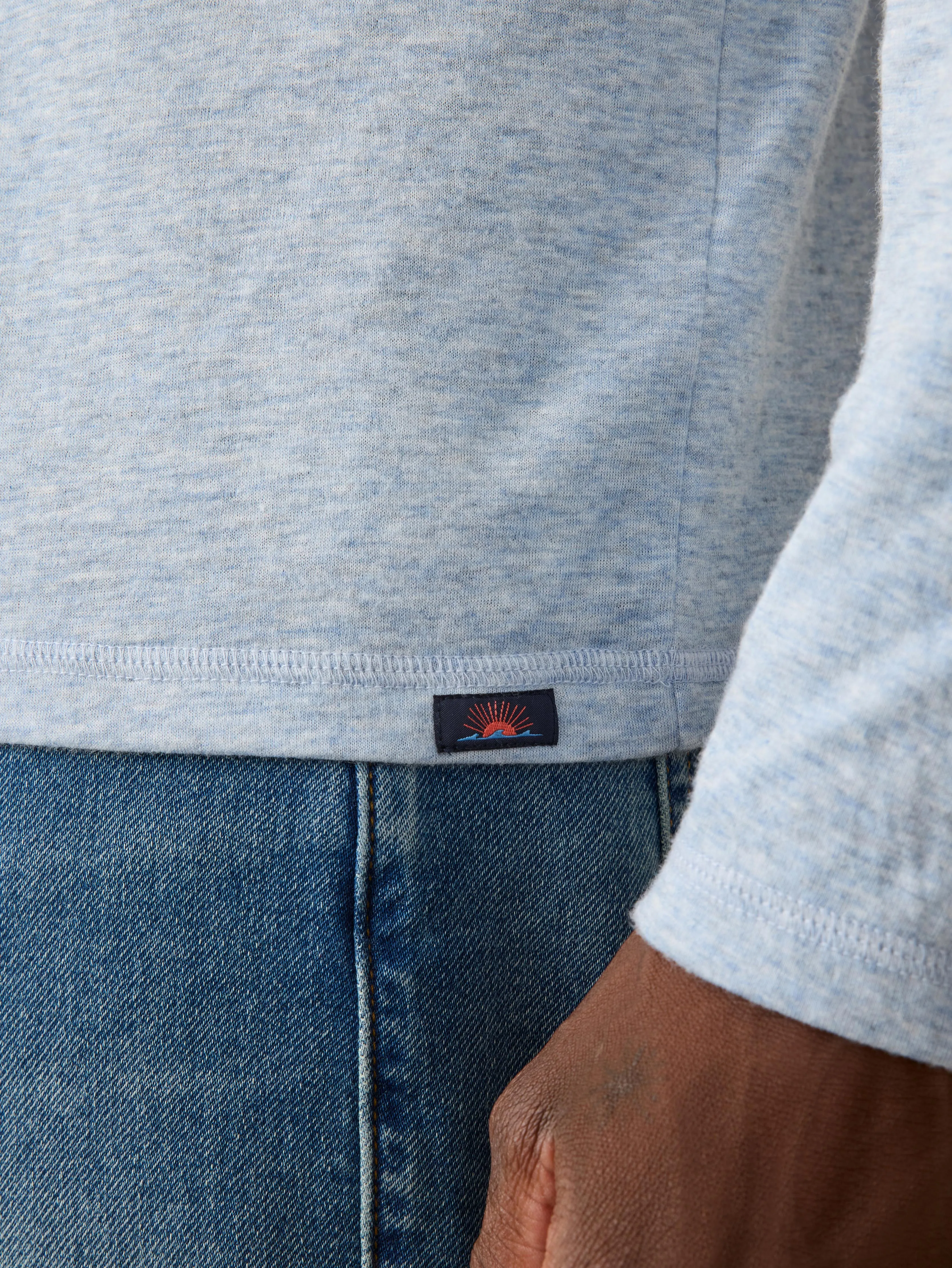 Long-Sleeve Cloud Henley - Light Blue Heather sold by Faherty product image thumbnail 5