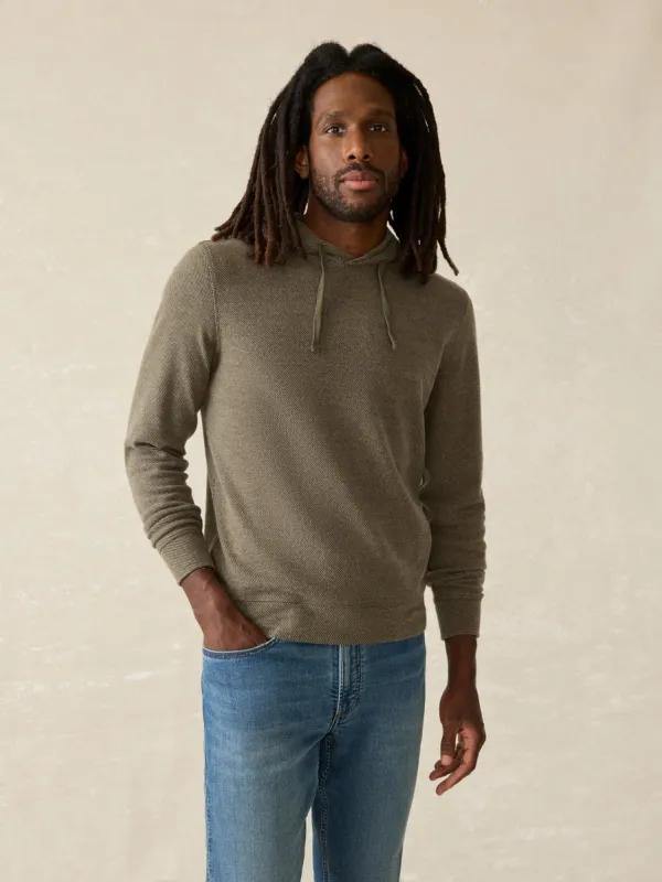 Legend™ Sweater Hoodie - Olive Melange Twill sold by Faherty