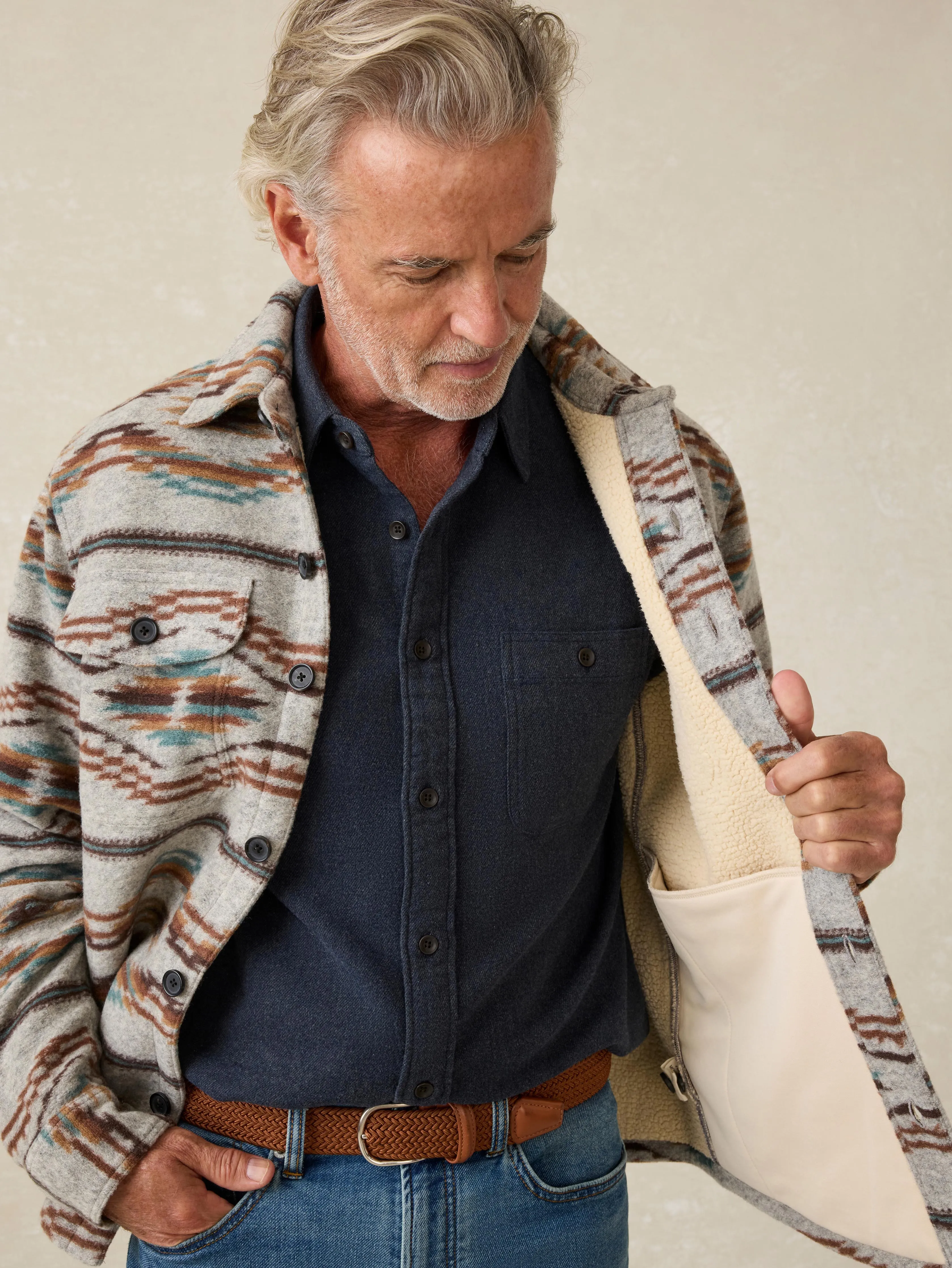 Super Brushed Flannel - Midnight Sky sold by Faherty product image thumbnail 4