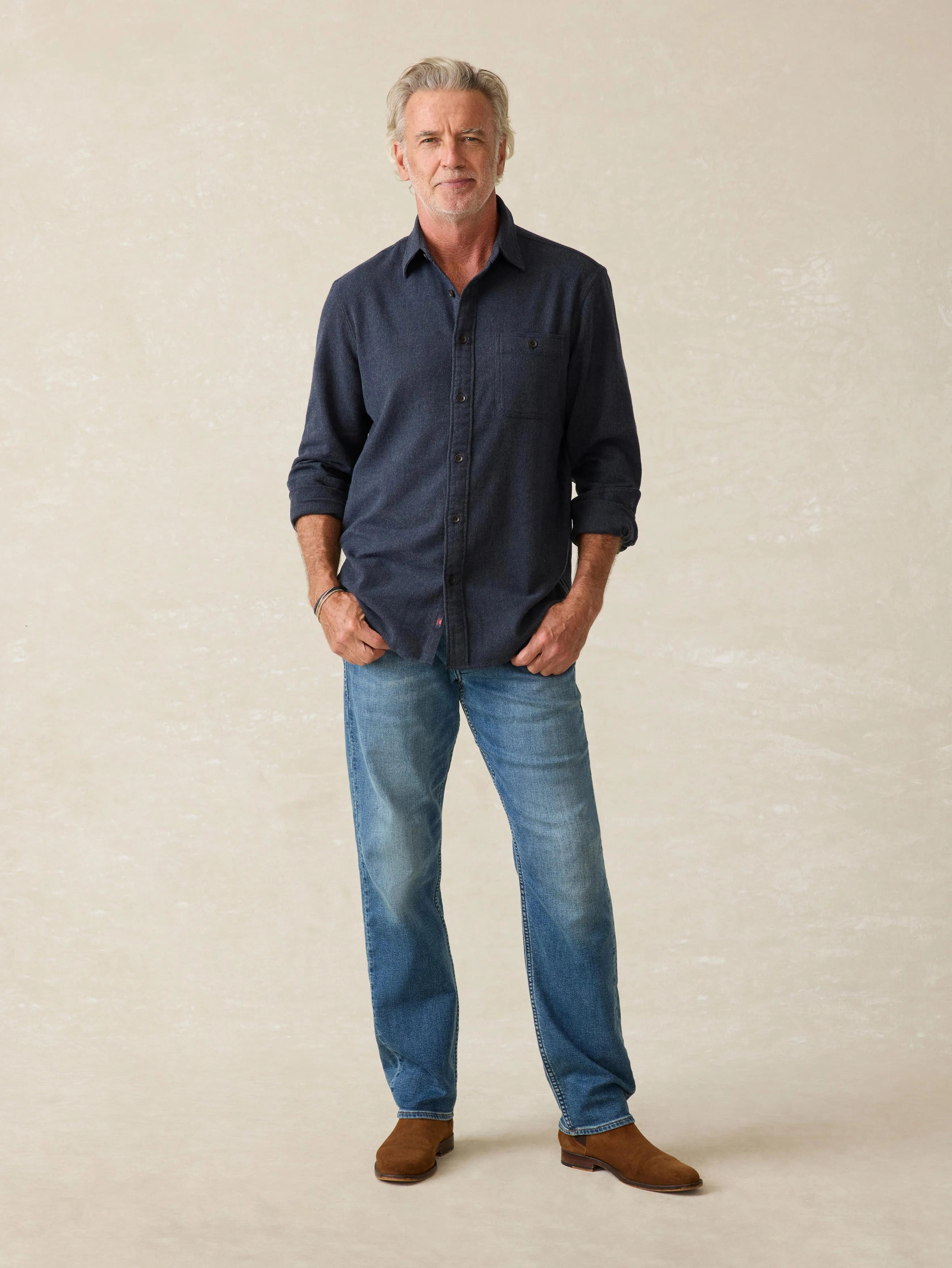 Super Brushed Flannel - Midnight Sky sold by Faherty product image thumbnail 3