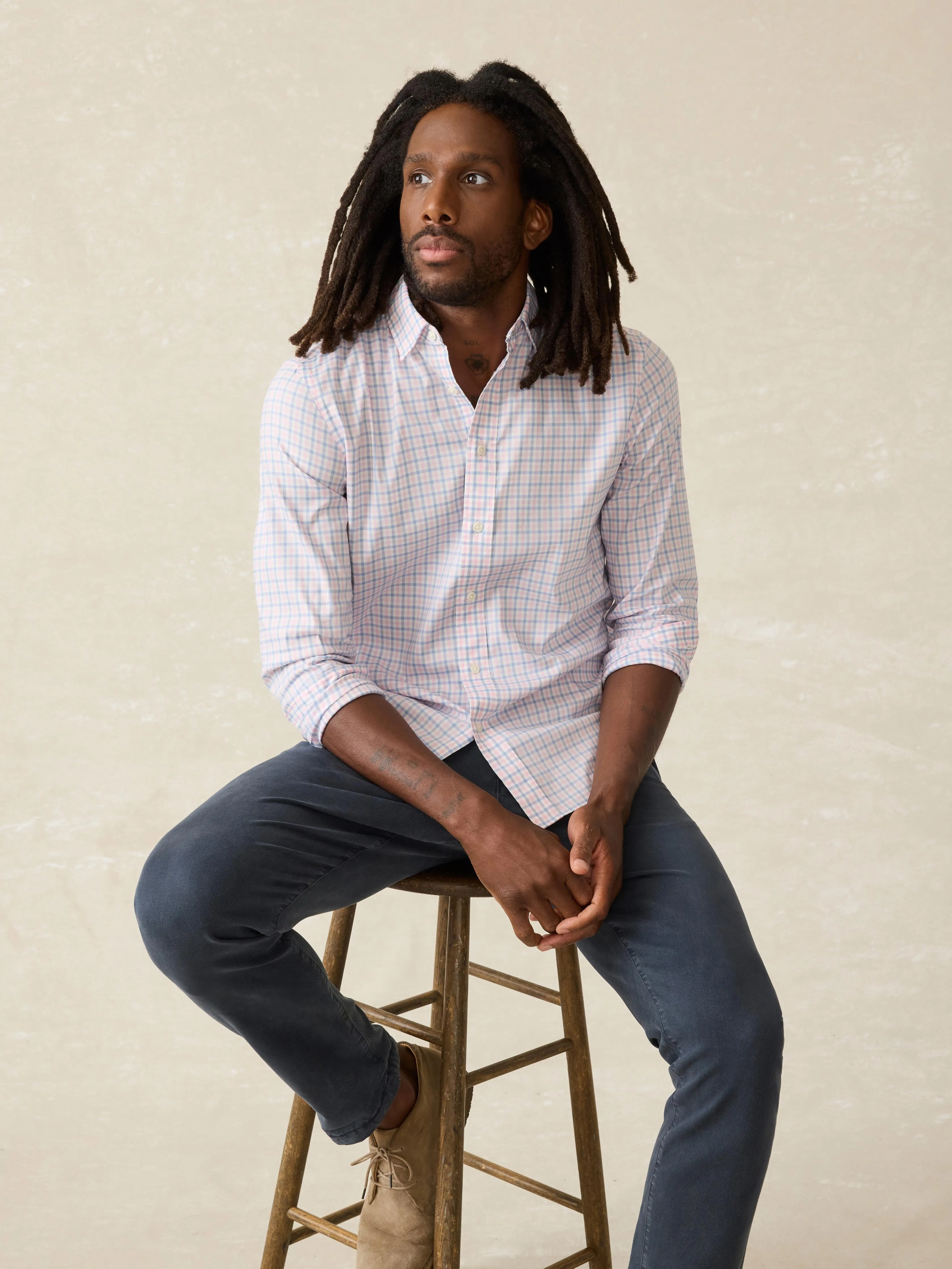Movement™ Shirt - Coral Breeze Gingham sold by Faherty product image thumbnail 4