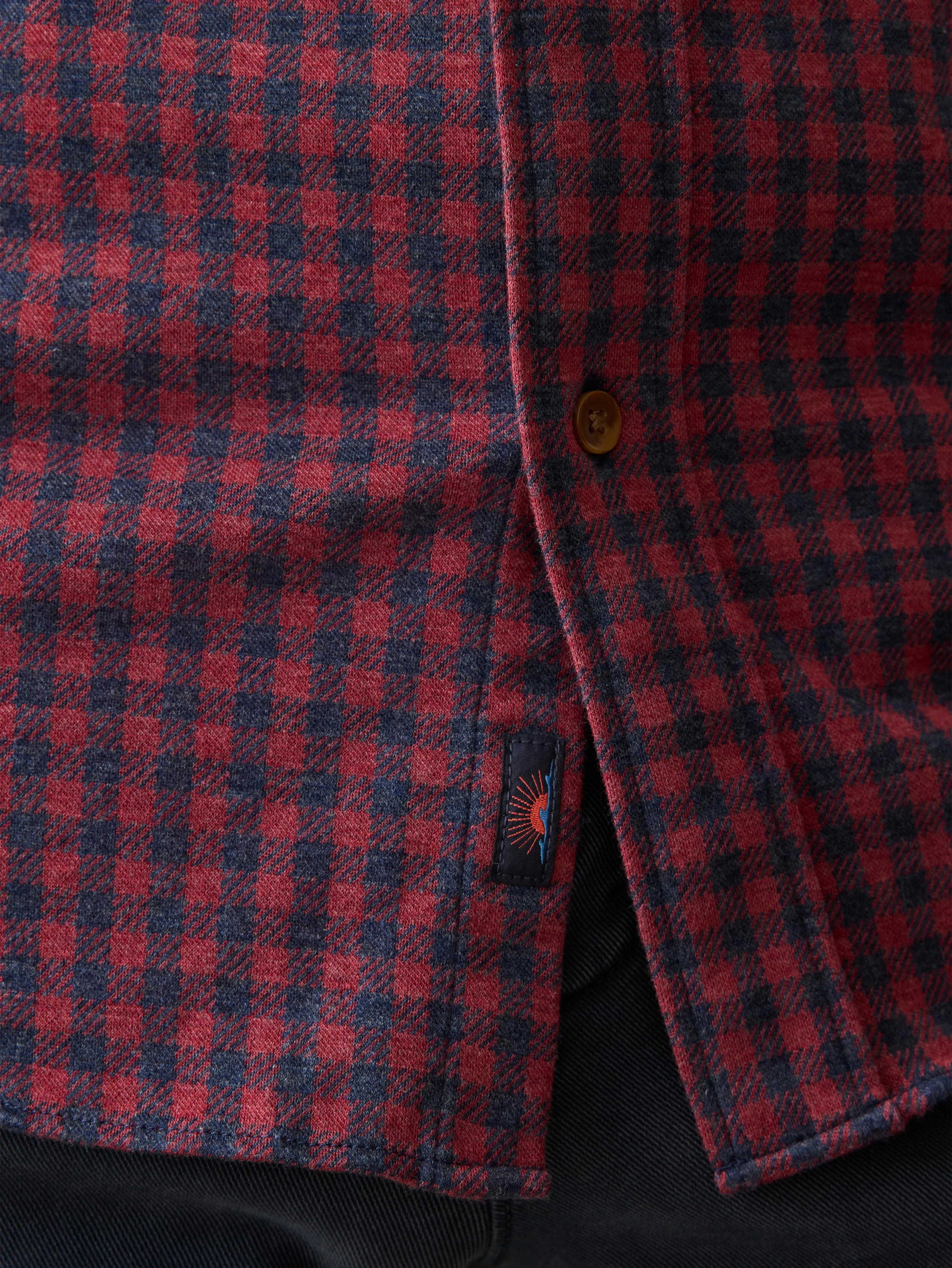 Coastline Knit Shirt - Navy Red Gingham sold by Faherty product image thumbnail 2