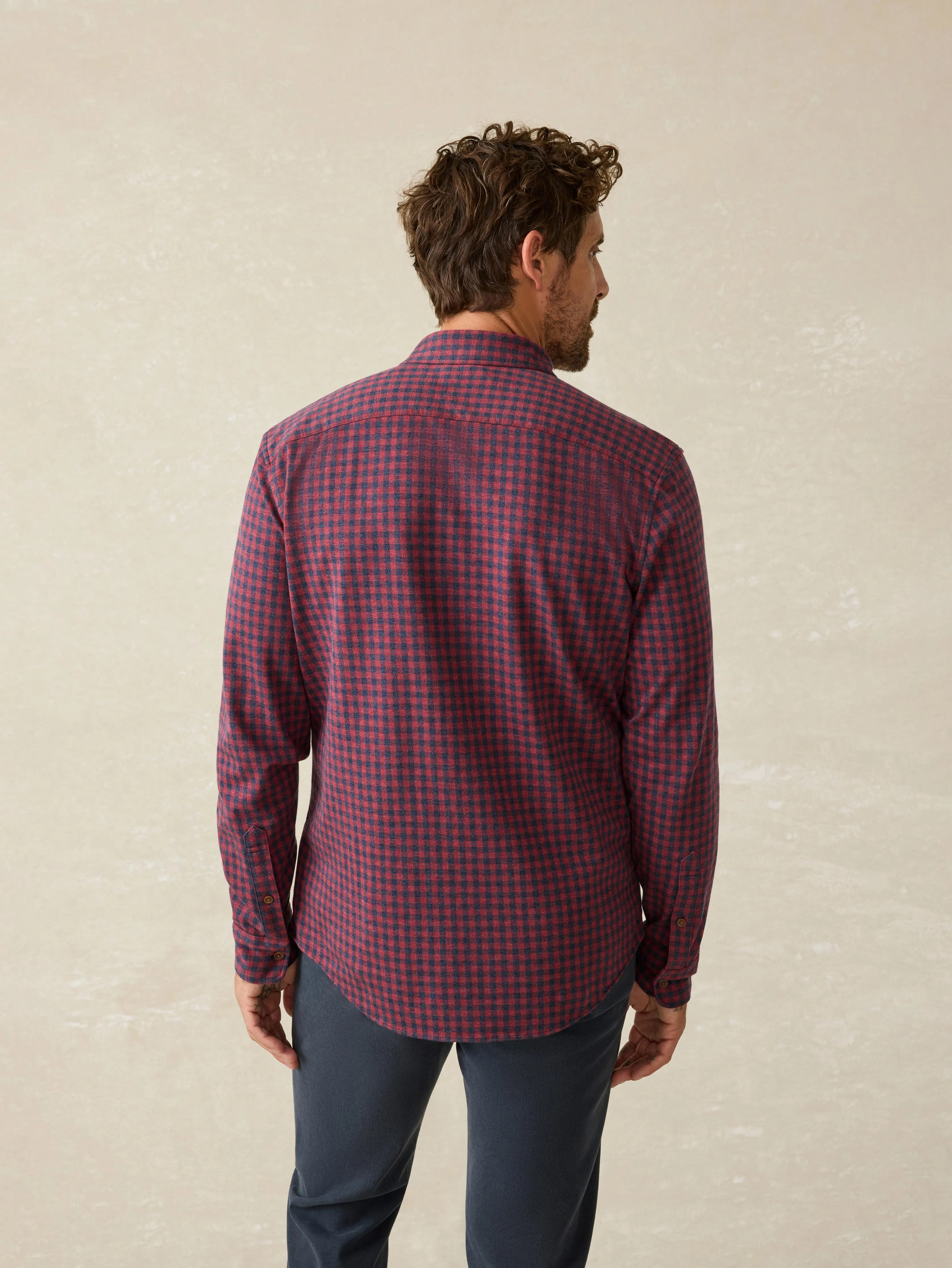 Coastline Knit Shirt - Navy Red Gingham sold by Faherty product image thumbnail 5