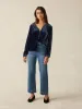 Stretch Silk Velvet Rowan Top - Navy sold by Faherty