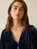 Stretch Silk Velvet Rowan Top - Navy sold by Faherty