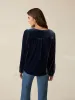 Stretch Silk Velvet Rowan Top - Navy sold by Faherty