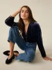 Stretch Silk Velvet Rowan Top - Navy sold by Faherty