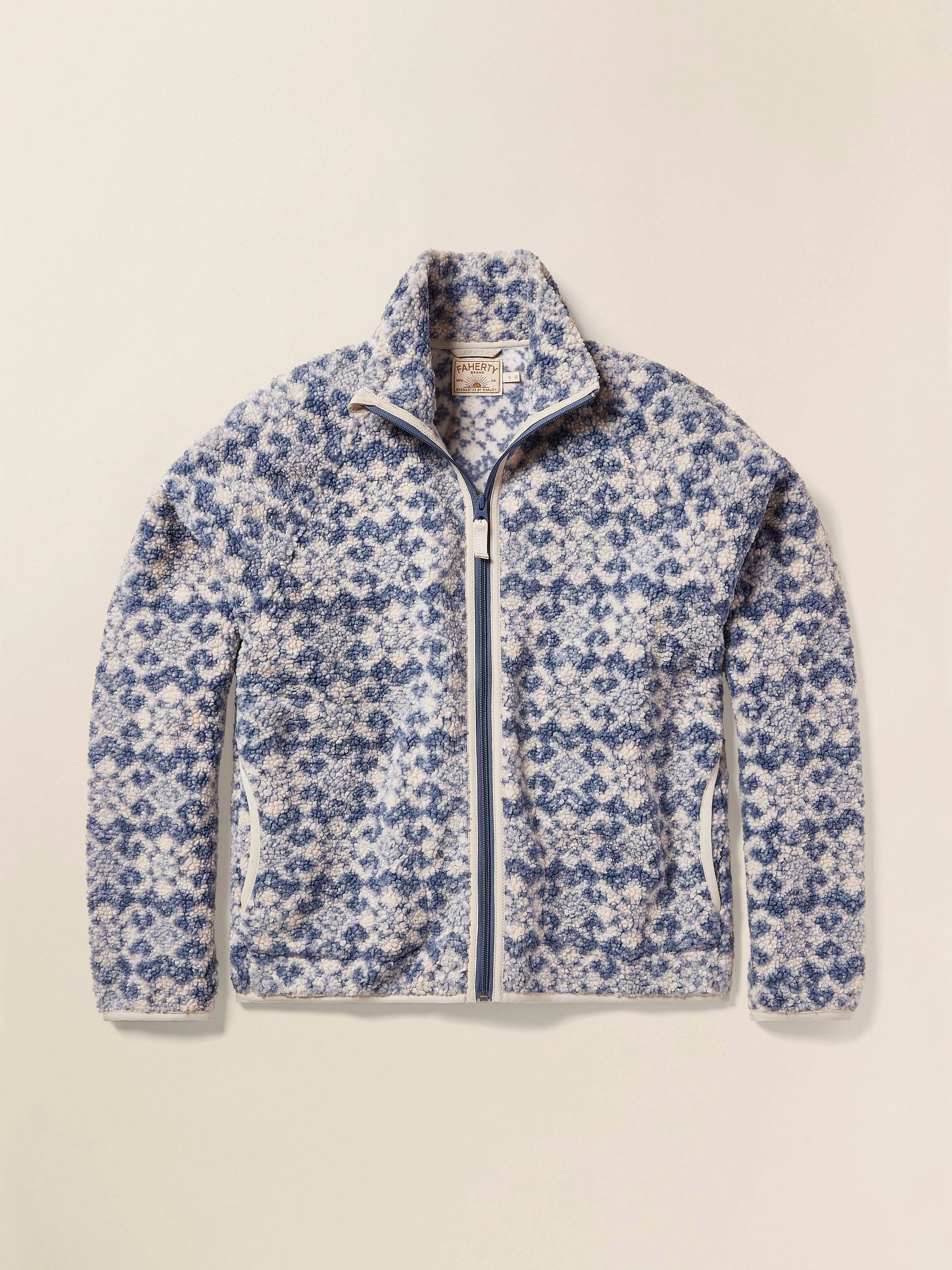 Fireside Fleece Jacket - Vintage Snowflake Geo sold by Faherty