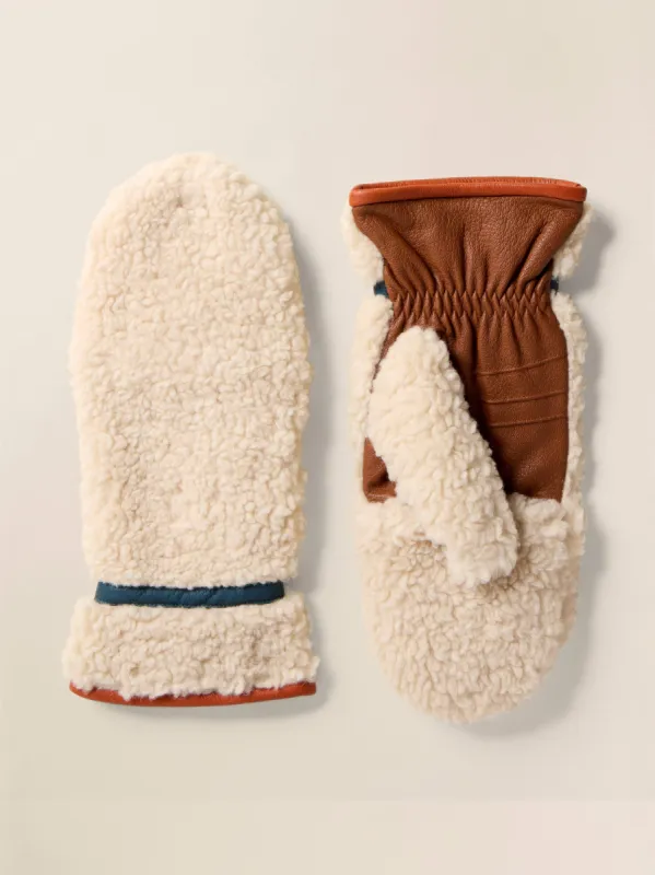 Fleece Pop Top Mitten - Cream sold by Faherty