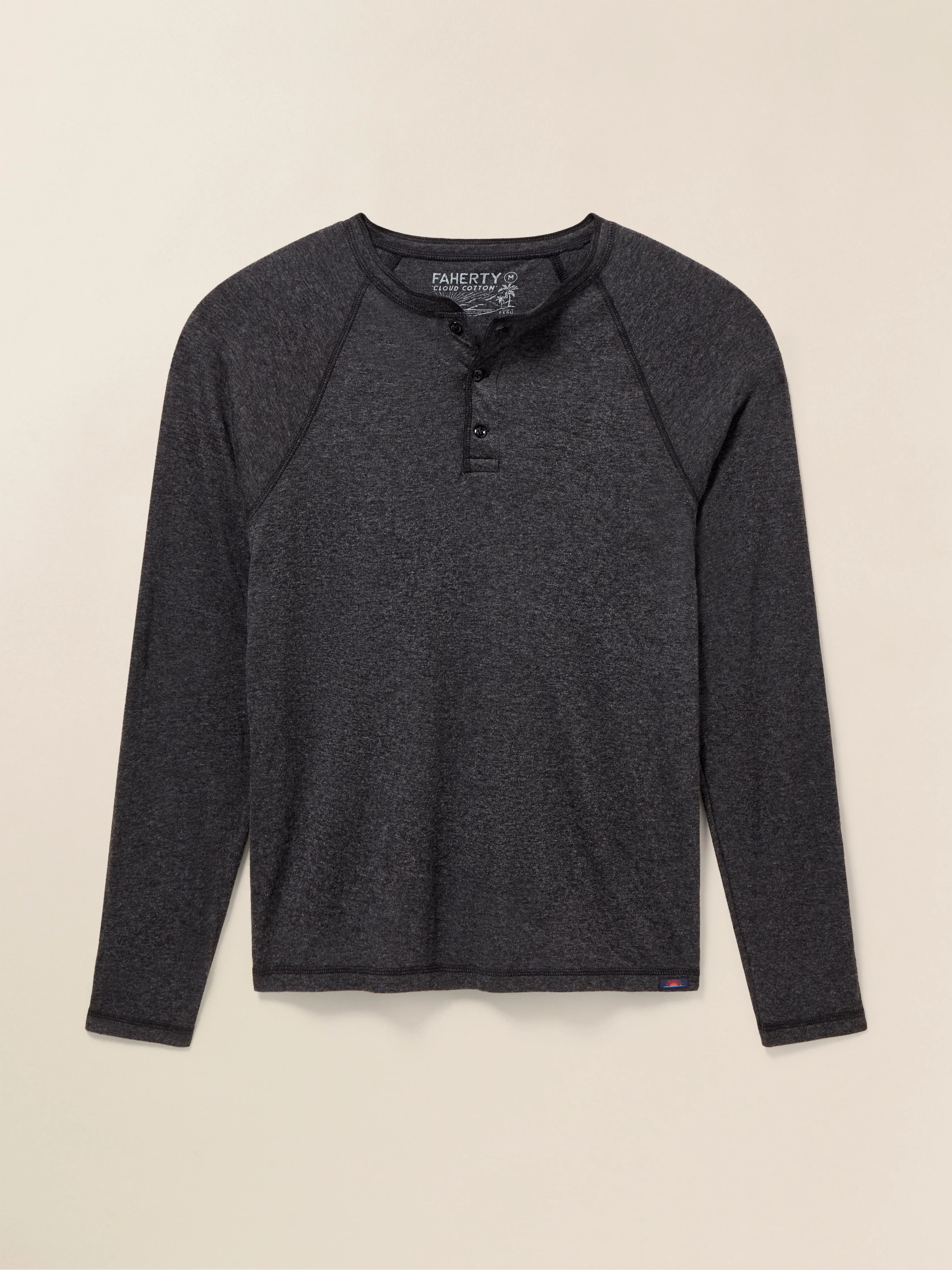 Long-Sleeve Cloud Henley (Tall) - Charcoal Heather sold by Faherty